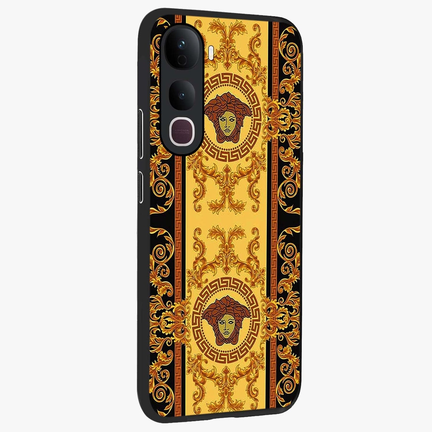 Golden Lotus Glow Glass Case upright view showcasing luminous lotus artwork with peaceful divine theme.