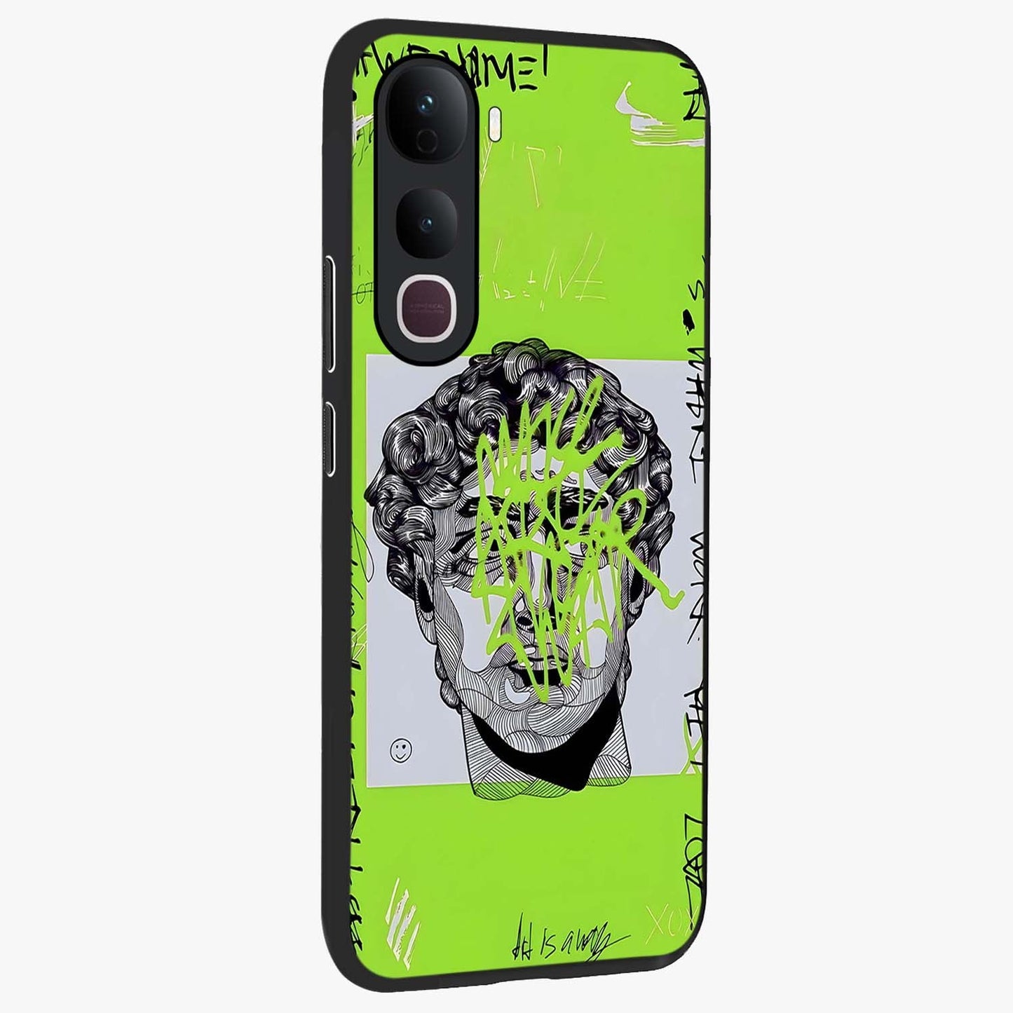 Neo Graffiti Rebellion Glass Case upright view showcasing colorful graffiti artwork with bold modern street style.