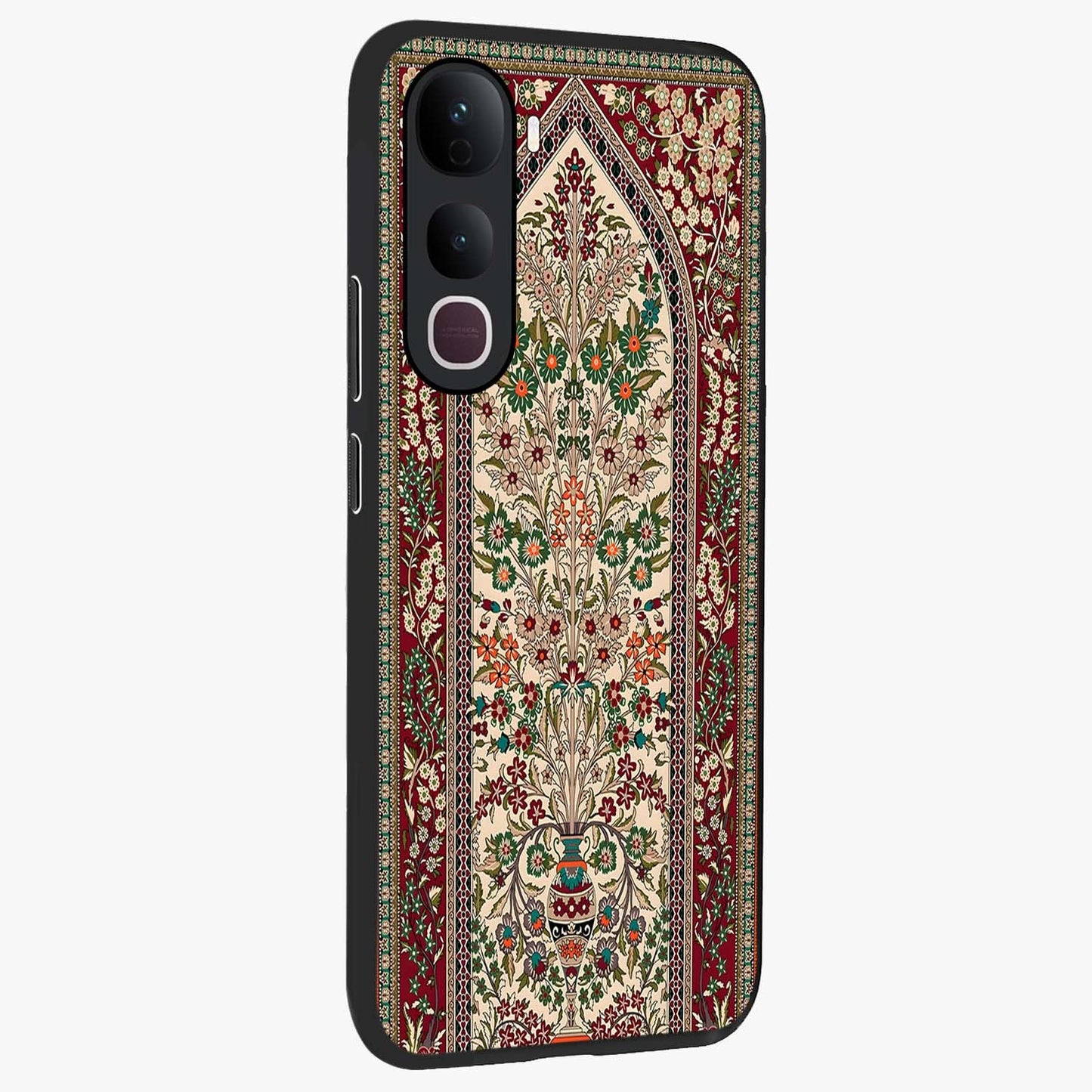 Persian Inspired Glass Case upright view showcasing decorative Persian artwork with rich heritage theme.