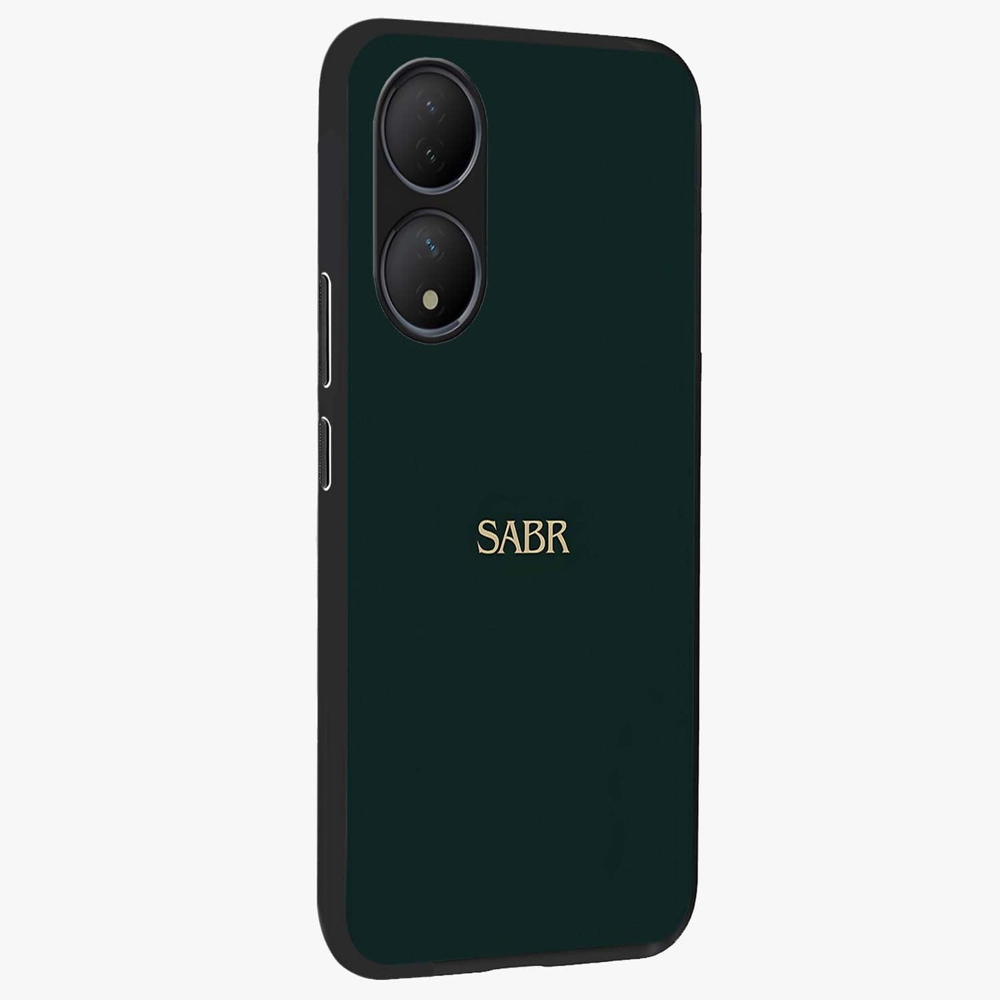 Sabr Minimal Patience Glass Case upright view showcasing calm minimalist artwork with motivational patience theme.