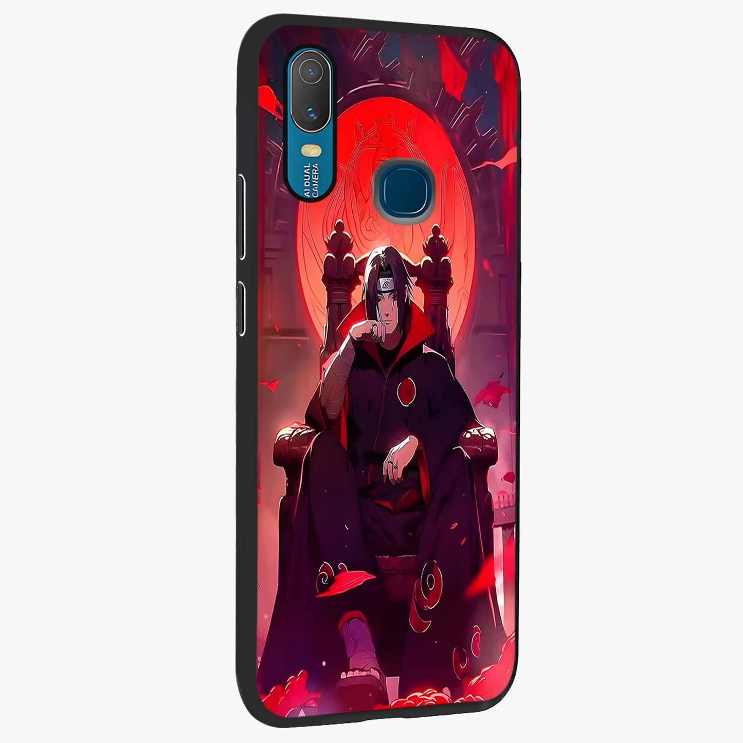 Blood Moon Sovereign Glass Case upright view showcasing powerful moon inspired artwork with cosmic aesthetic style.