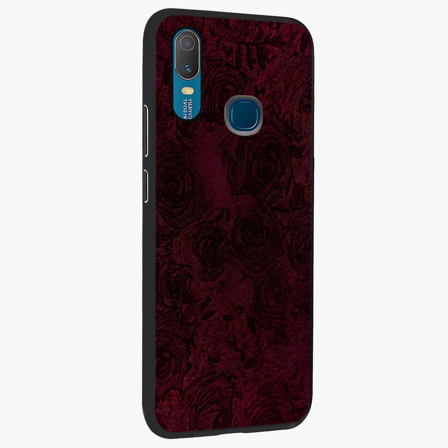 Crimson Fade Flow Glass Case upright view showcasing dynamic crimson flow artwork with stylish abstract theme.