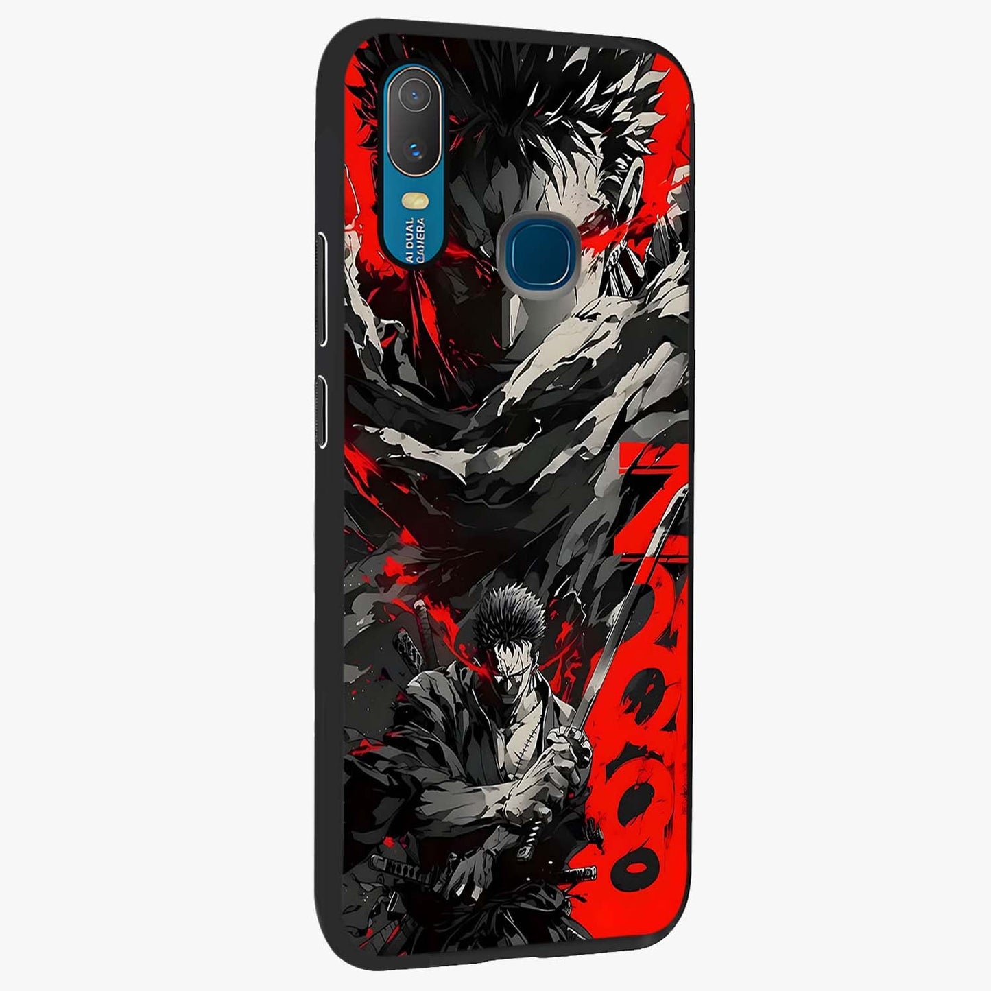 Demon Sword Resolve Glass Case upright view showcasing dramatic warrior artwork with intense battle theme.