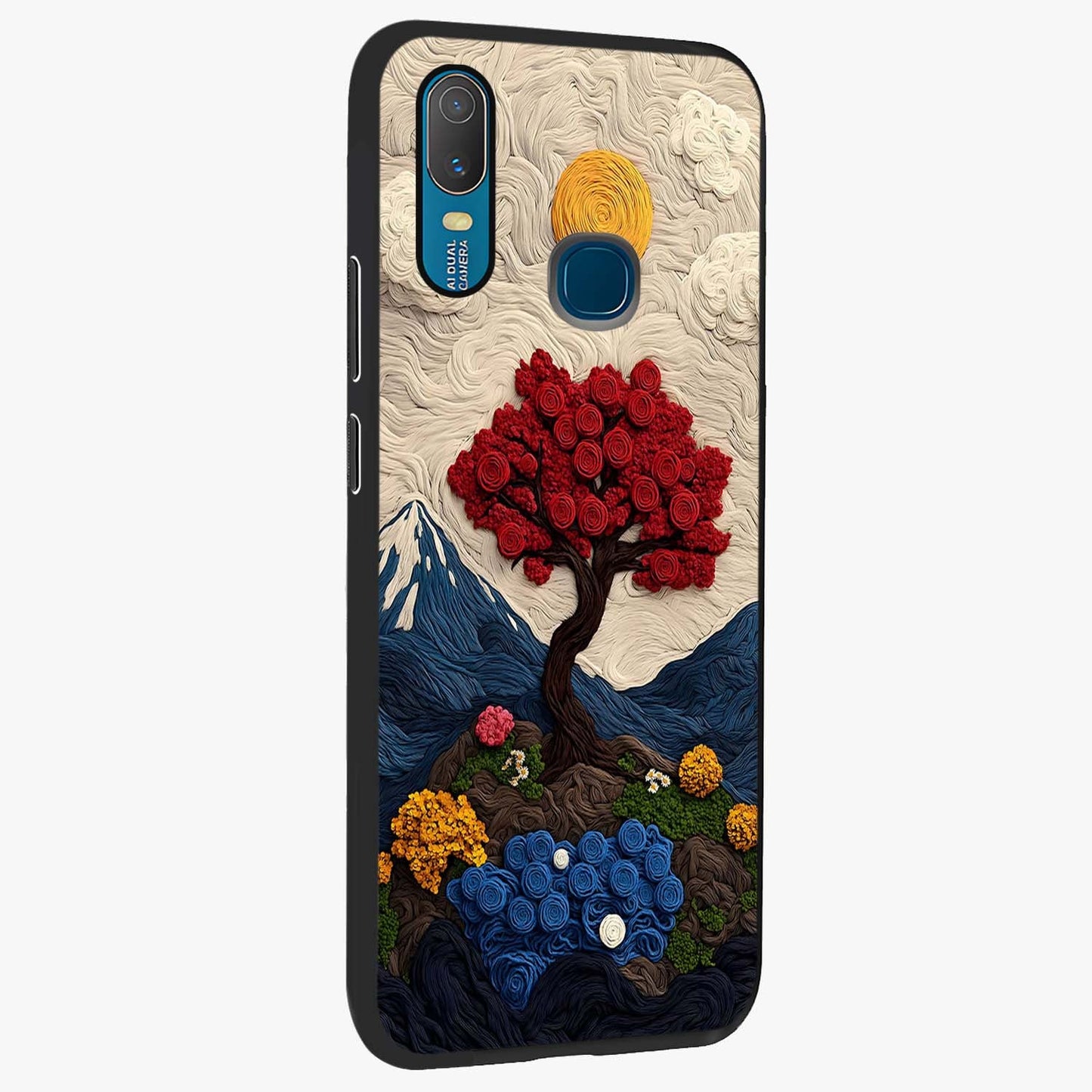Eternal Nature Tapestry Glass Case upright view showcasing elegant nature tapestry design with decorative style.