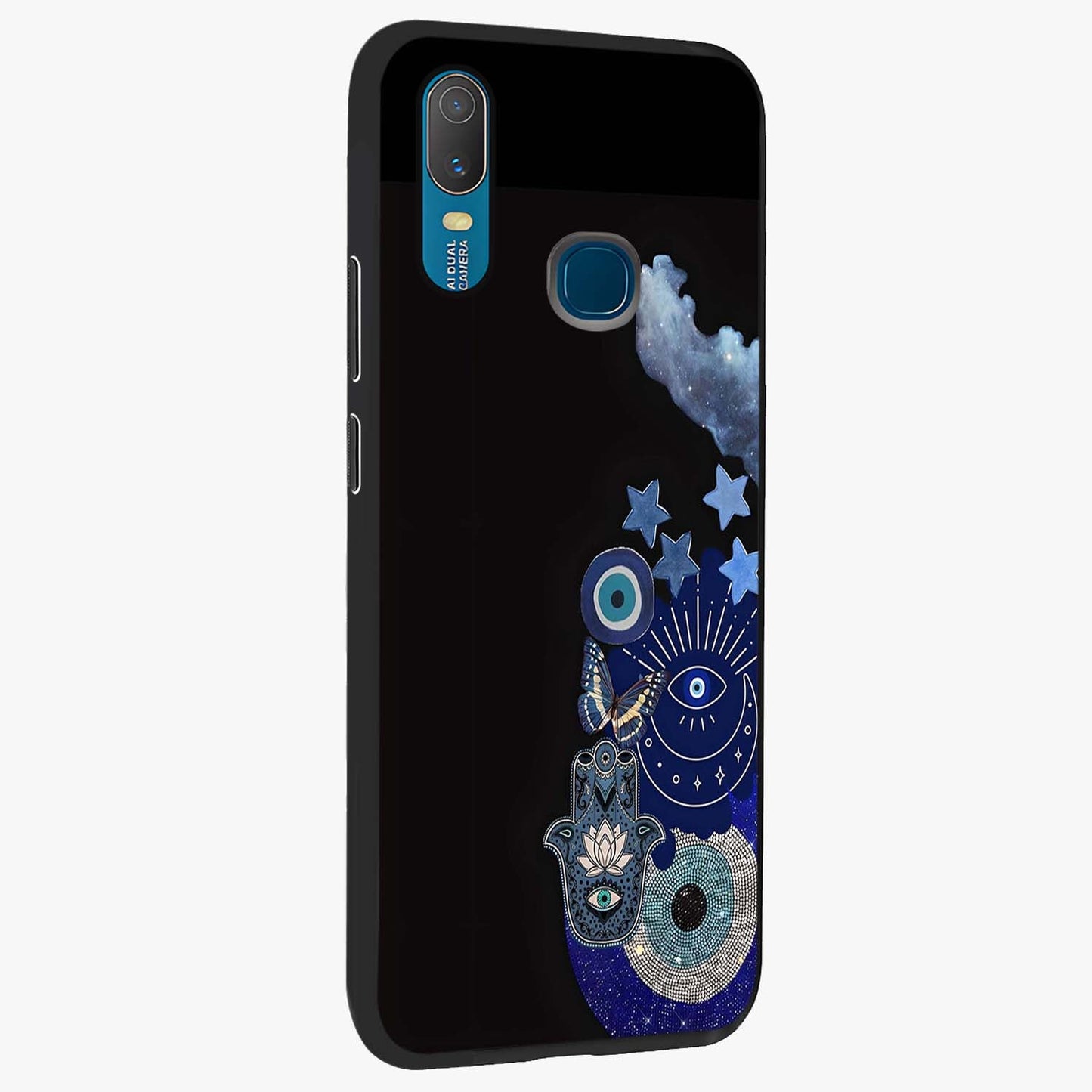 Galactic Charm Cluster Glass Case upright view showcasing glowing cosmic charm artwork with magical celestial style.