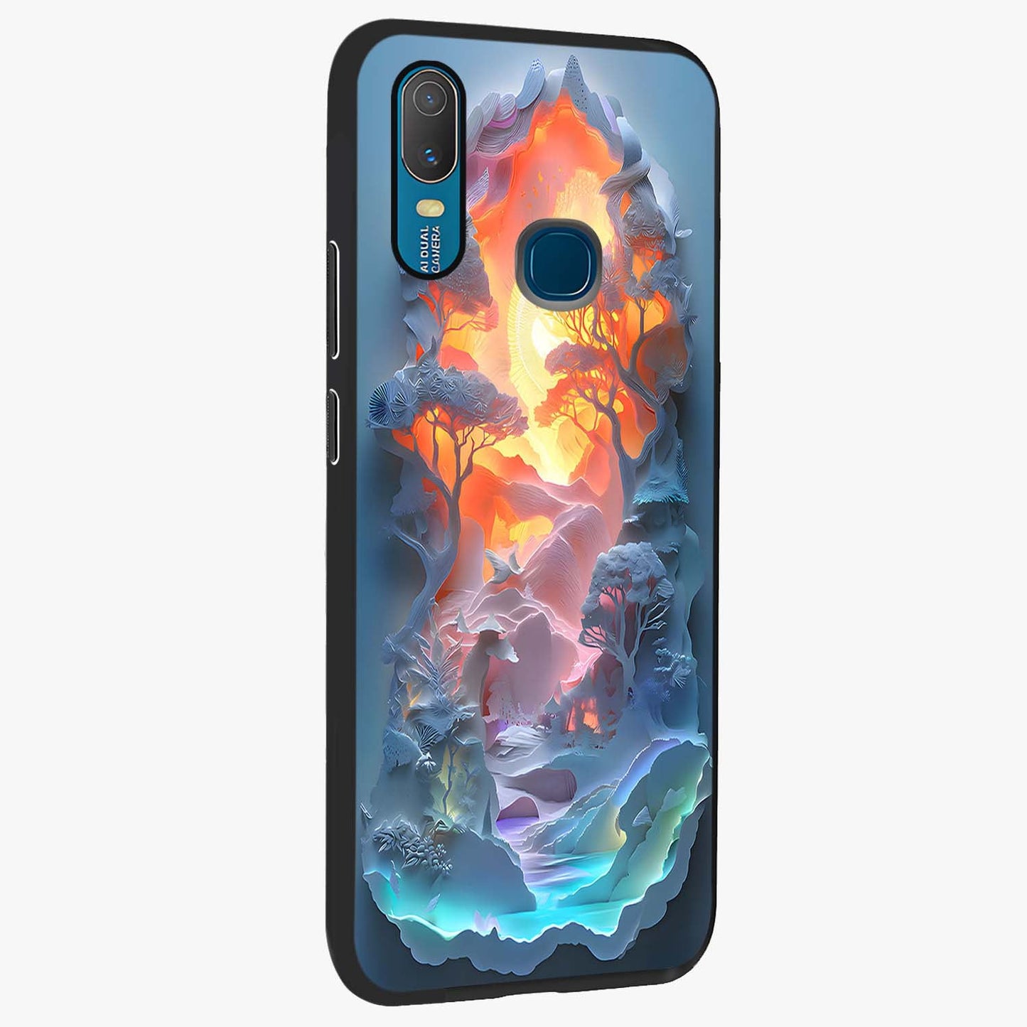 Glow Forest Portal Glass Case upright view showcasing enchanted forest portal artwork with fantasy nature theme.