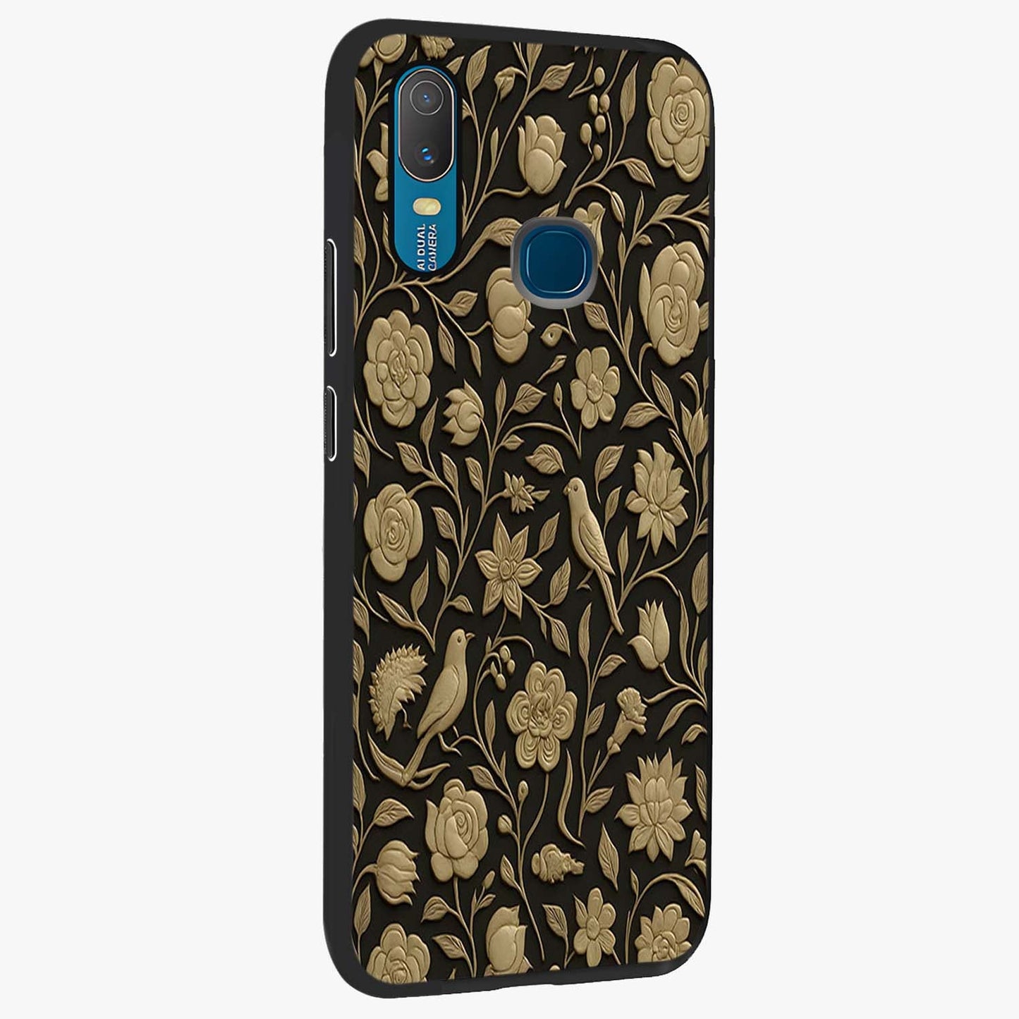 Golden Evil Eye Mandala Glass Case upright view showcasing decorative evil eye mandala artwork with spiritual aesthetic style.