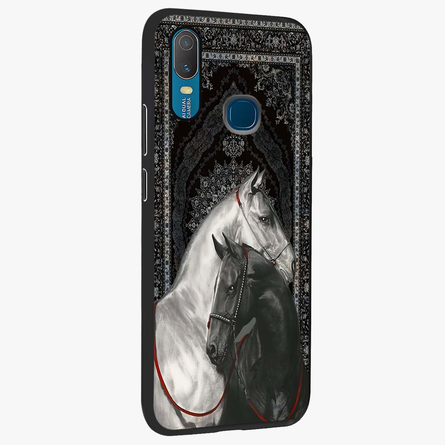 Majestic Ride Legacy Glass Case upright view showcasing dynamic ride inspired artwork with modern automotive theme.