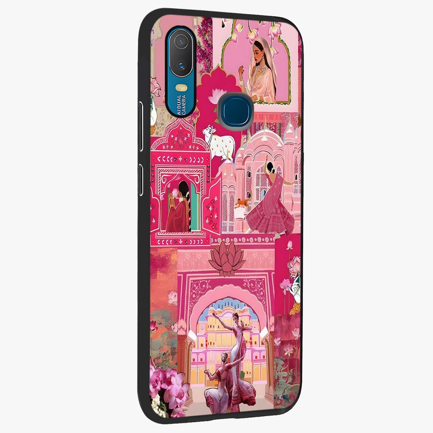 Pink Palace Muse Glass Case upright view showcasing artistic palace artwork with graceful royal theme.