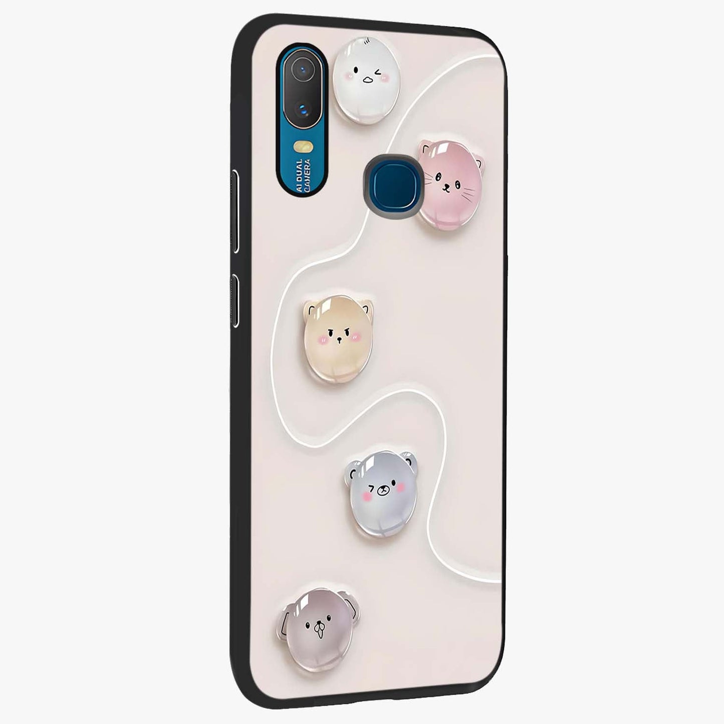 Puffy Face Parade Glass Case upright view showcasing adorable character artwork with cheerful animated theme.