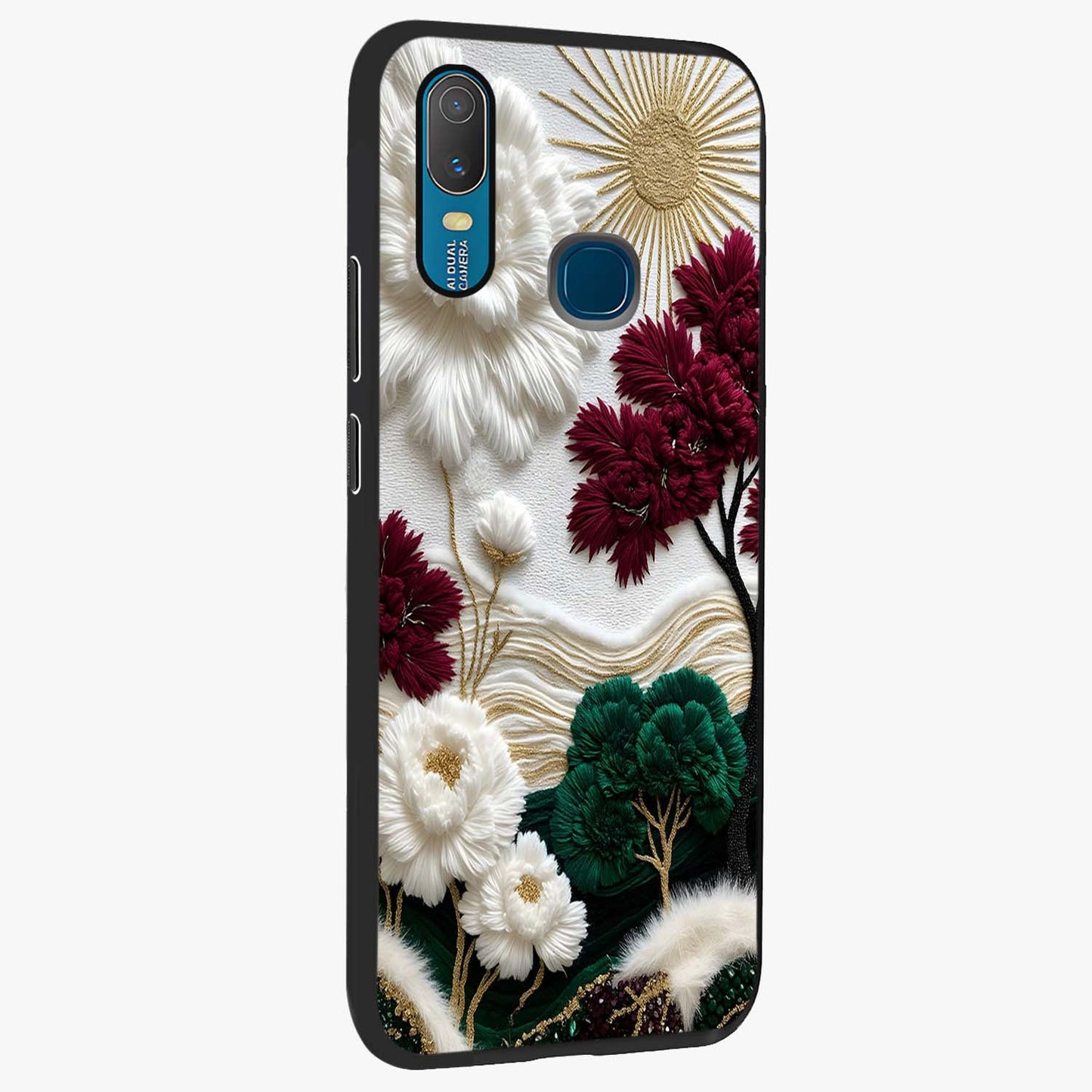 Radiant Bloom Elegance Glass Case upright view showcasing decorative flower artwork with refined botanical theme.