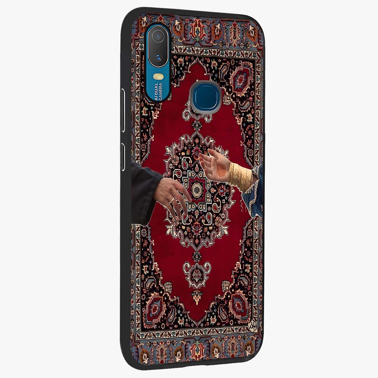 Royal Touch Reach Glass Case upright view showcasing stylish royal inspired artwork with graceful theme.
