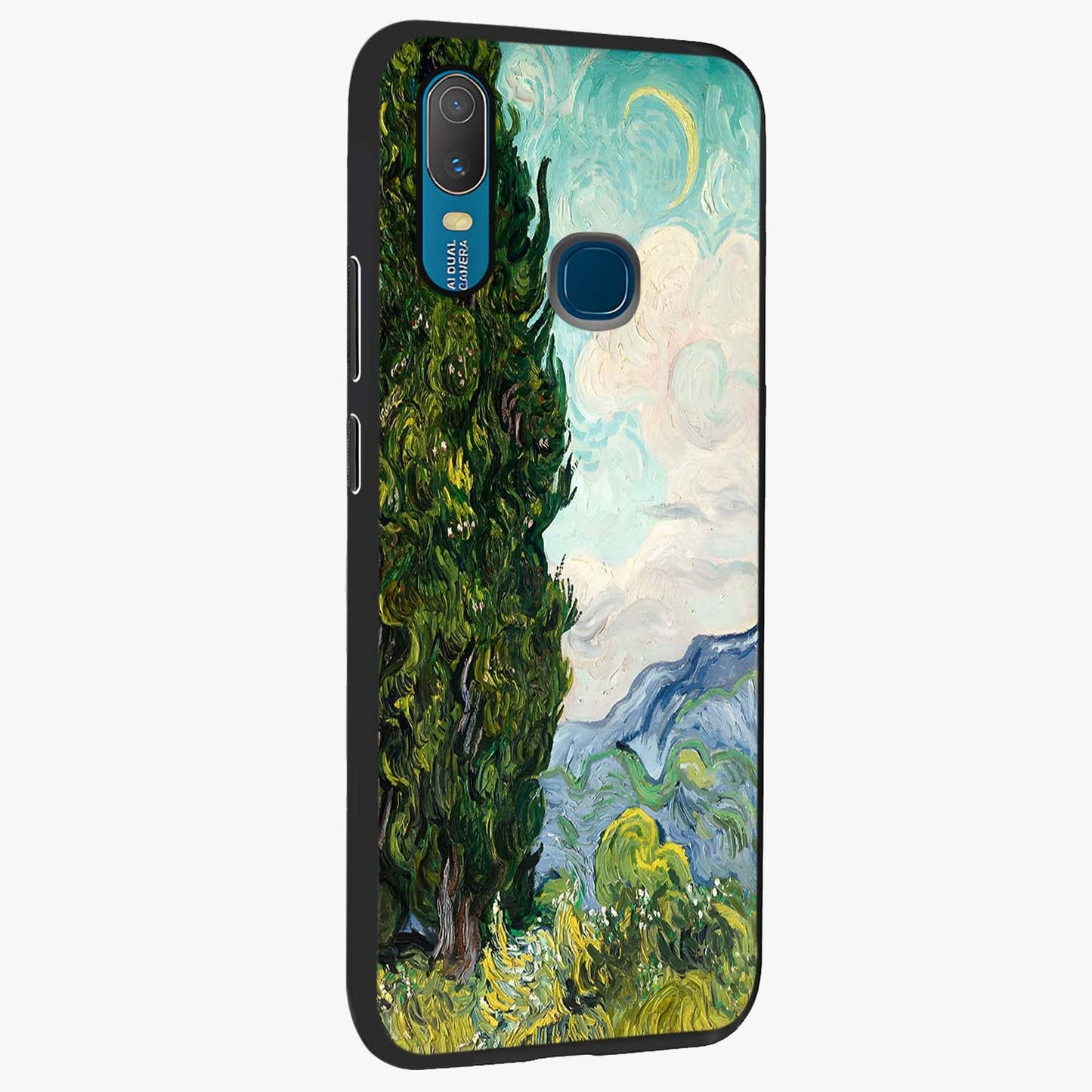Van Gogh Vintage Art Glass Case upright view showcasing elegant vintage painting artwork with artistic heritage theme.