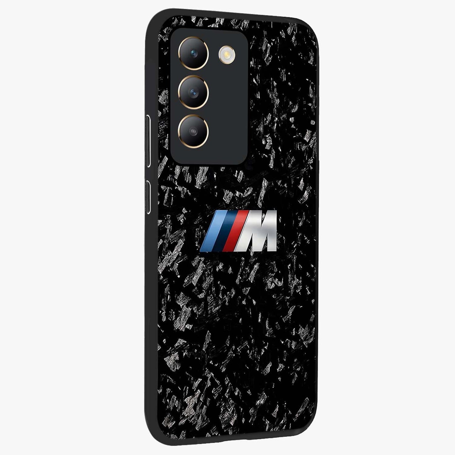 Carbon Speed Mark Glass Case upright view showcasing modern carbon speed graphic with bold automotive theme.