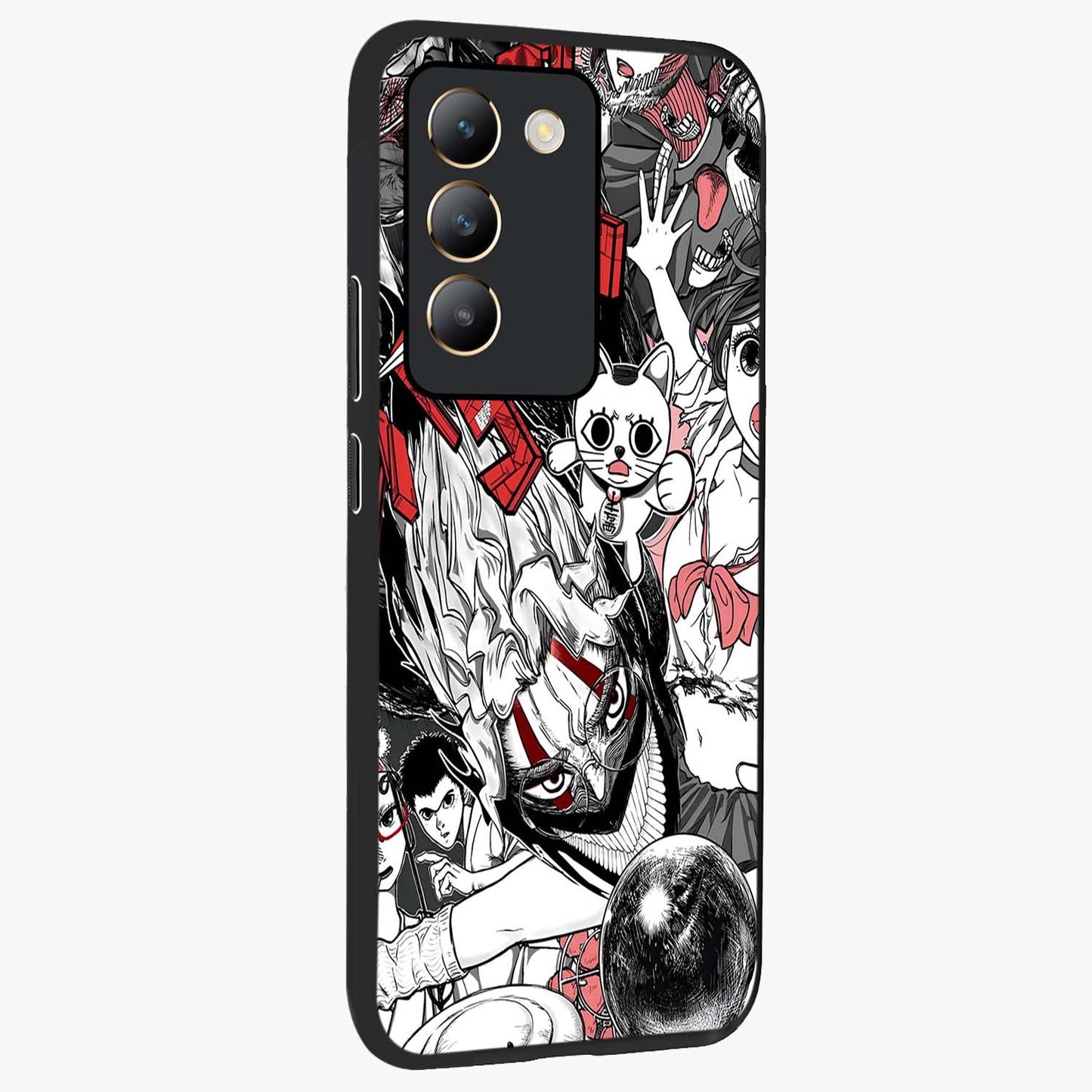 Crimson Chaos Panel Glass Case upright view showcasing intense crimson artwork with dramatic aesthetic style.