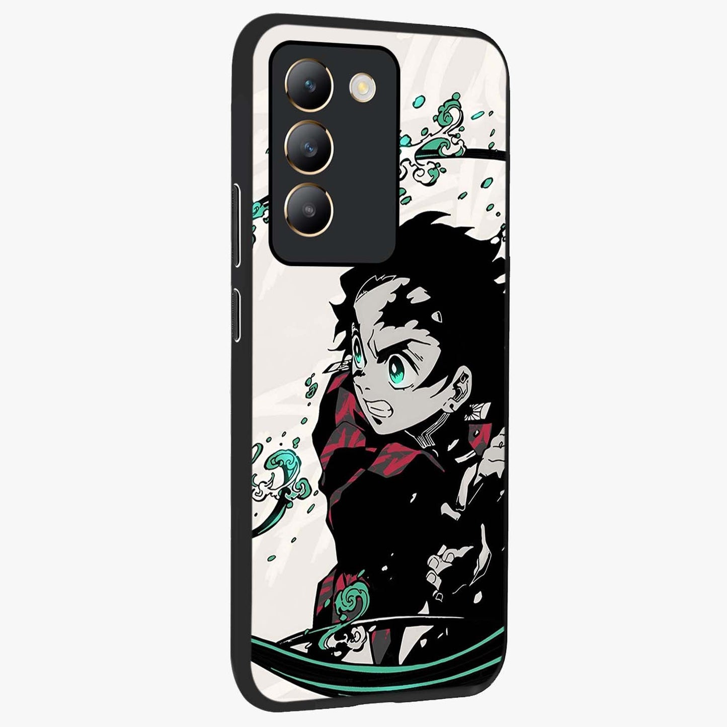 Demon Slayer Glass Case upright view showcasing powerful anime artwork with intense warrior theme.