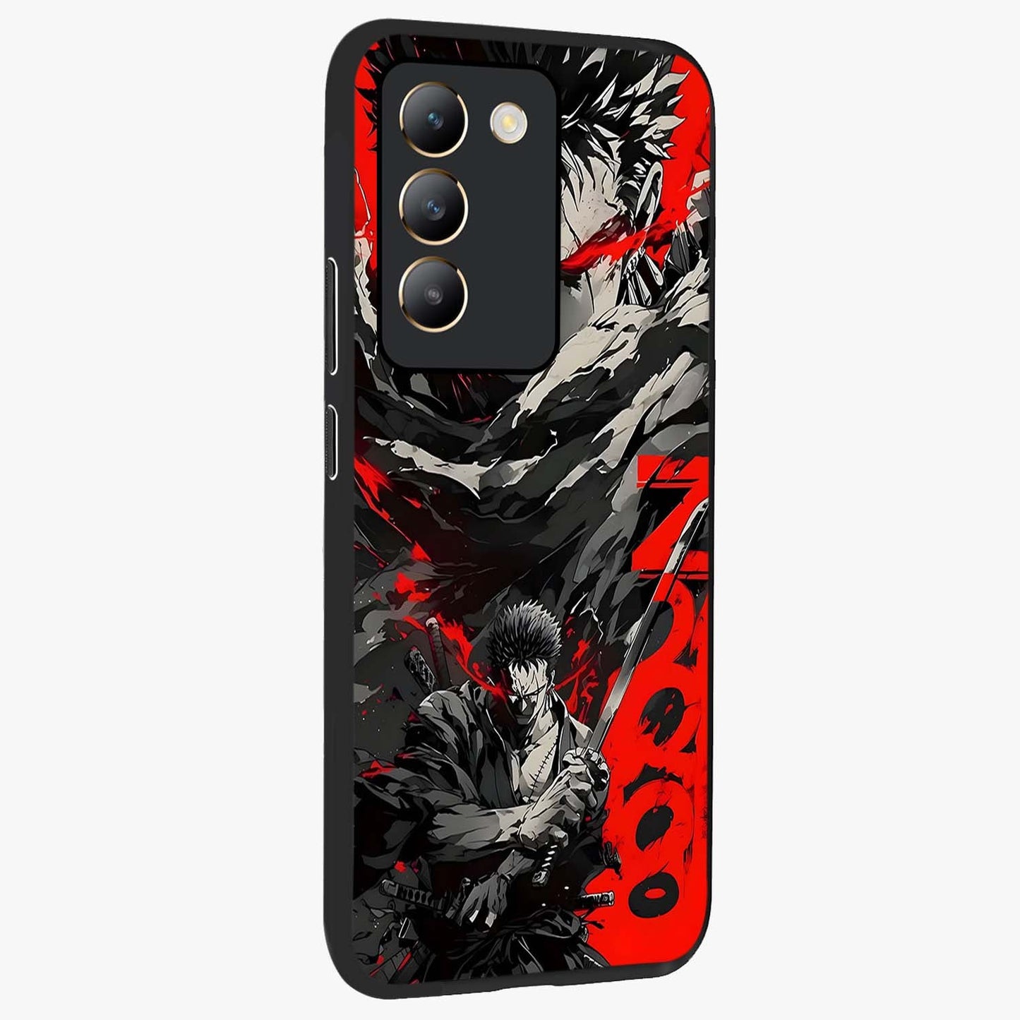Demon Sword Resolve Glass Case upright view showcasing dramatic warrior artwork with intense battle theme.