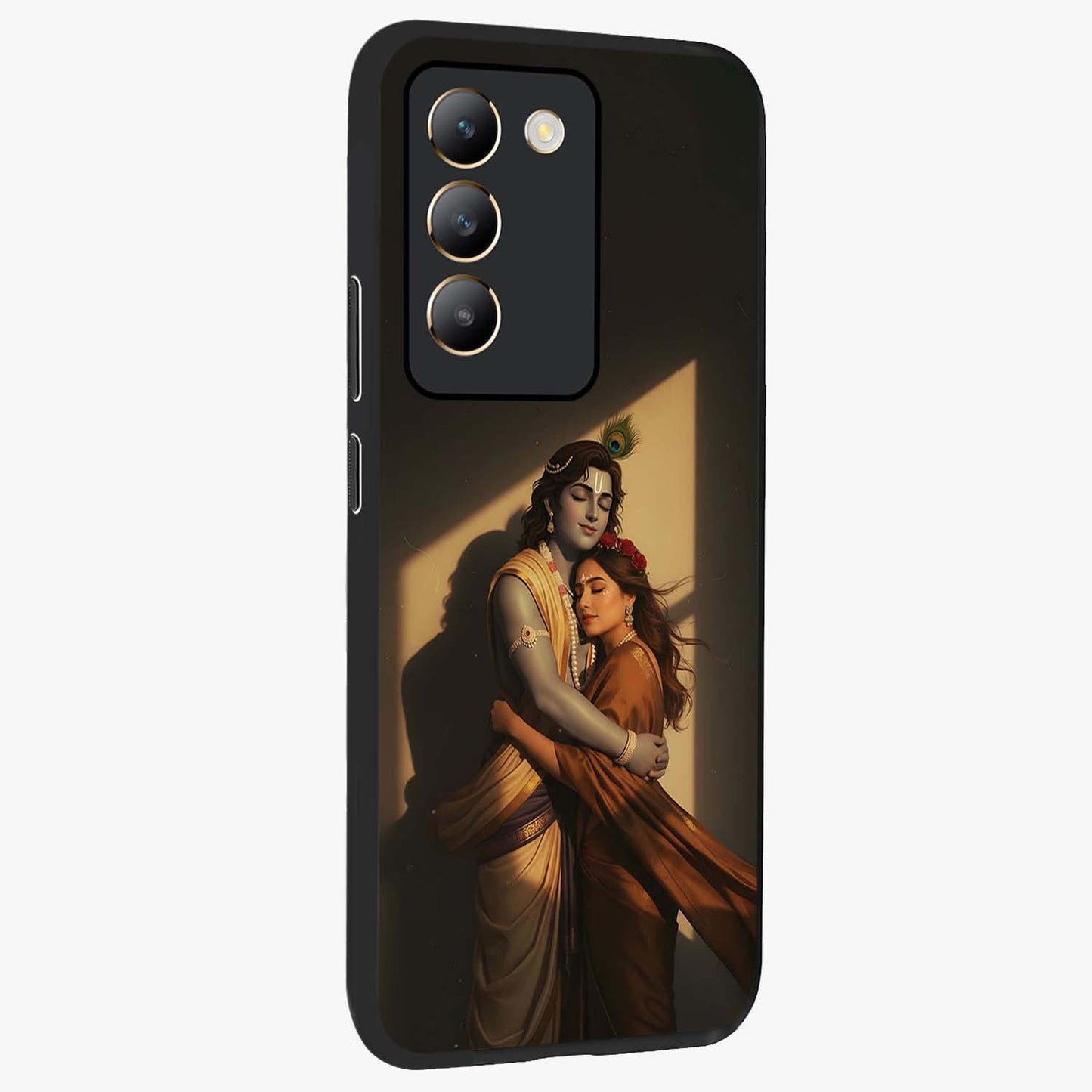 Divine Eternal Love Glass Case upright view showcasing graceful spiritual artwork with eternal love theme.