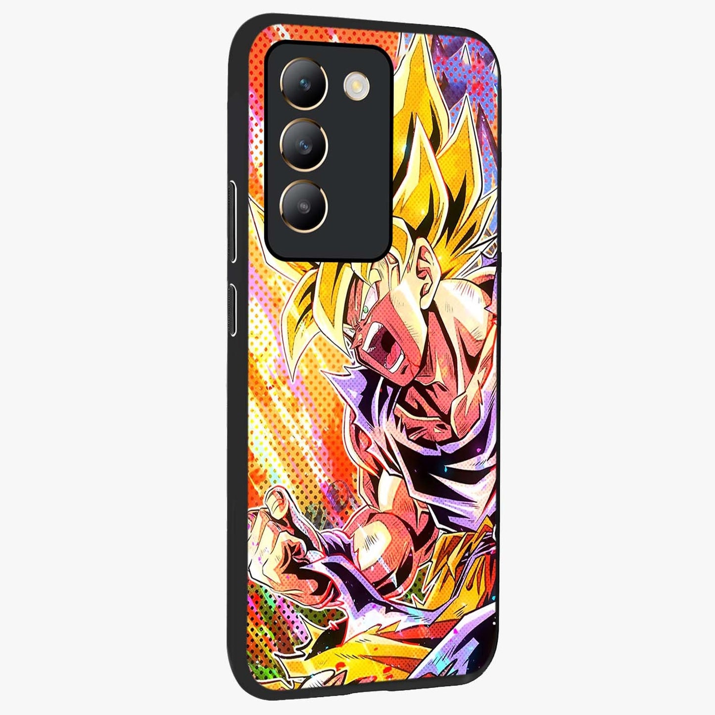 Firing Goku Glass Case upright view showcasing energetic anime artwork with bold warrior theme.