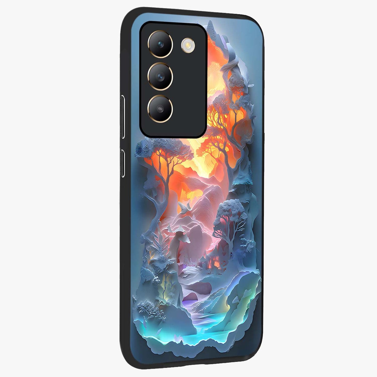 Glow Forest Portal Glass Case upright view showcasing enchanted forest portal artwork with fantasy nature theme.
