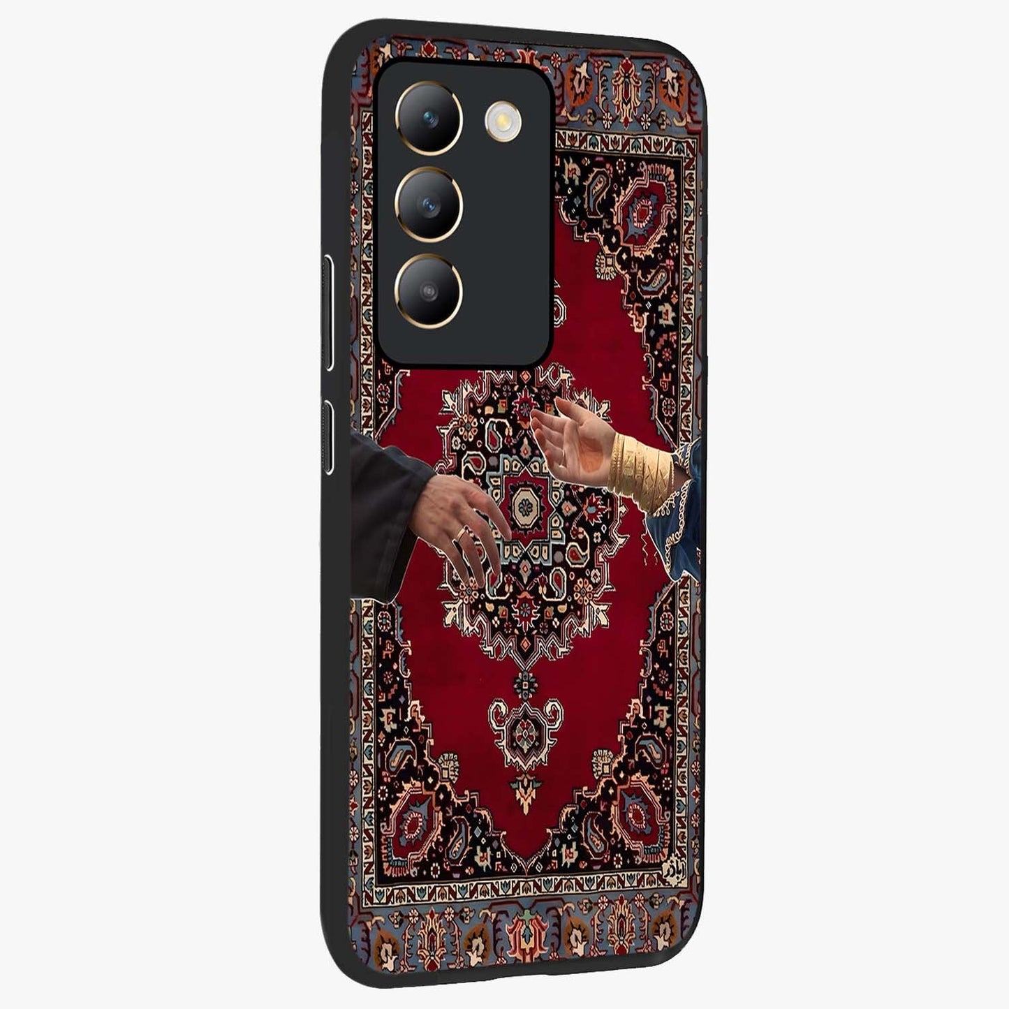 Royal Touch Reach Glass Case upright view showcasing stylish royal inspired artwork with graceful theme.