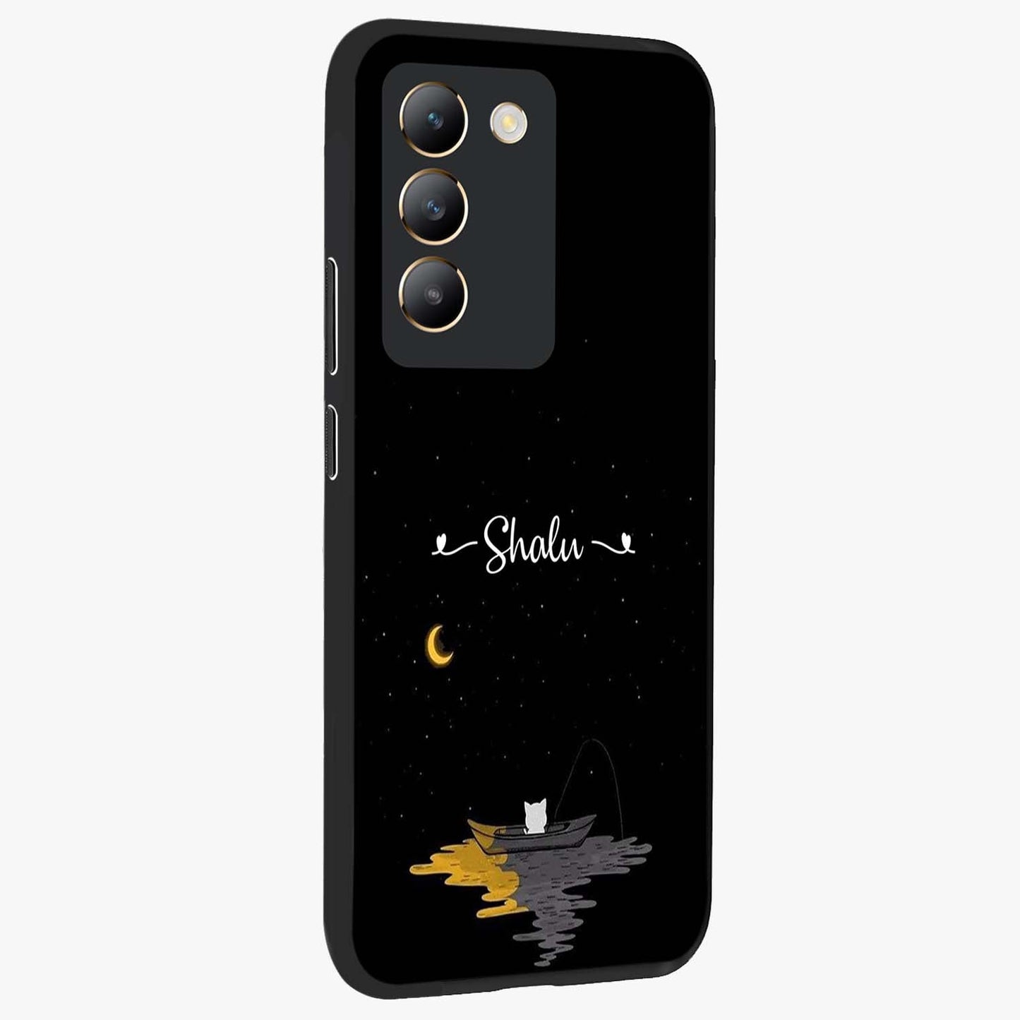Silent Night Row Glass Case upright view showcasing tranquil night artwork with serene landscape theme.