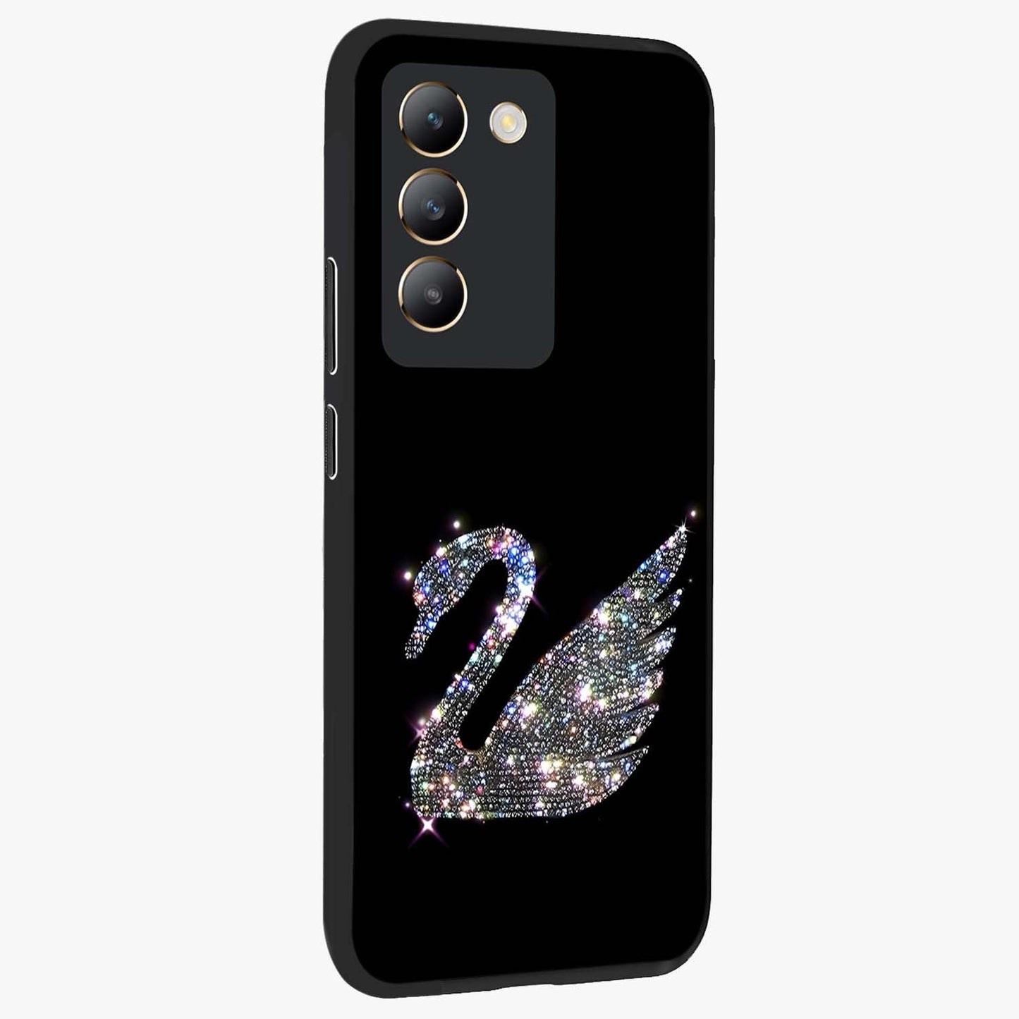 Starlit Swan Grace Glass Case upright view showcasing beautiful swan artwork with peaceful night themed design.