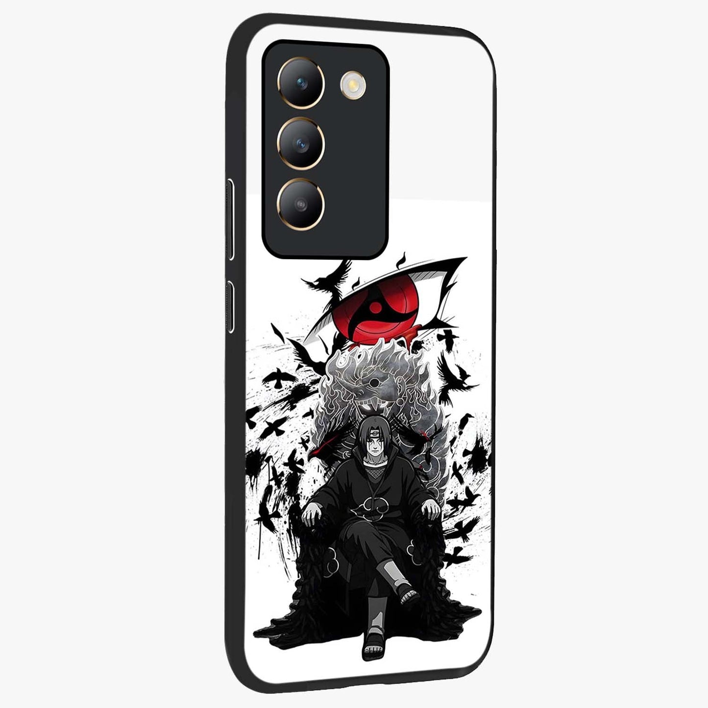 Uchiha Shadow Throne Glass Case upright view showcasing magical underwater galaxy artwork with vibrant cosmic theme.