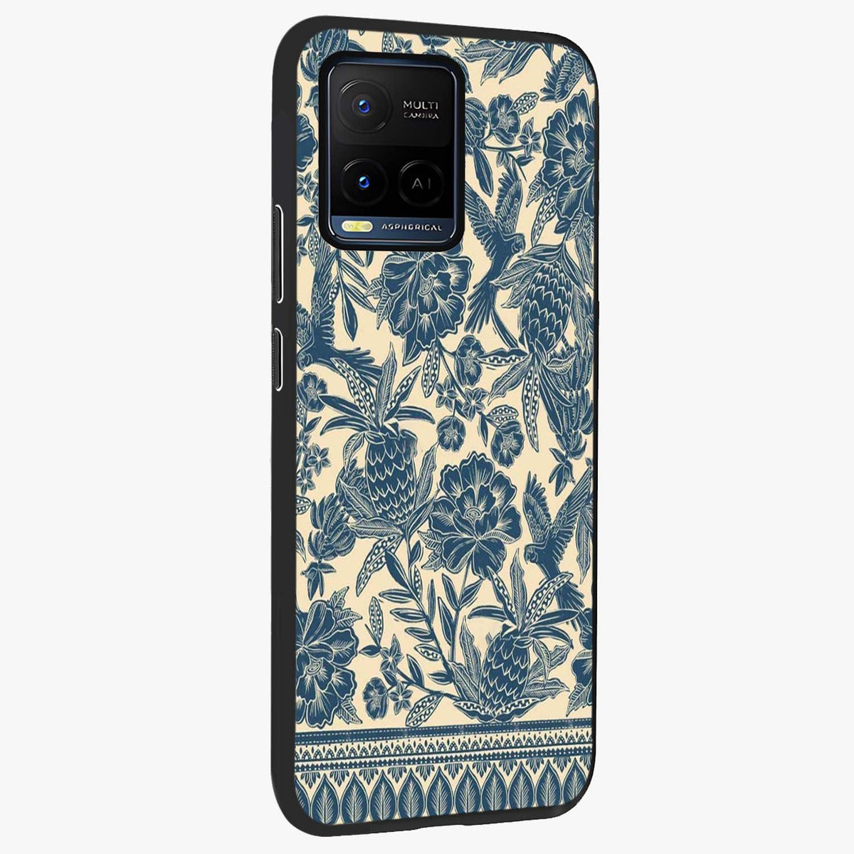 Heirloom Wild Bloom Glass Case upright view showcasing delicate wildflower artwork with timeless floral theme.