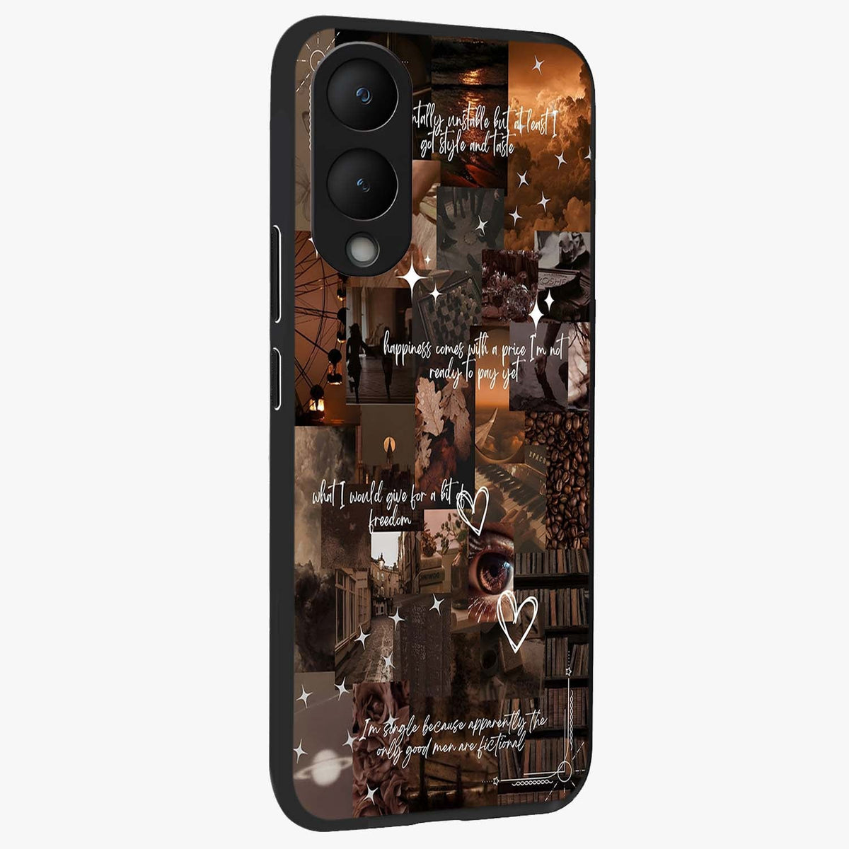 Bittersweet Aesthetic Chaos Glass Case upright view showcasing bold artistic chaos design with modern aesthetic style.