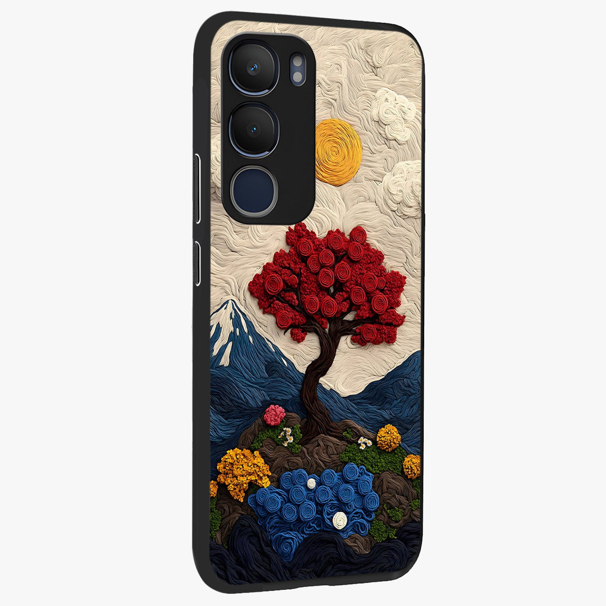 Eternal Nature Tapestry Glass Case upright view showcasing elegant nature tapestry design with decorative style.
