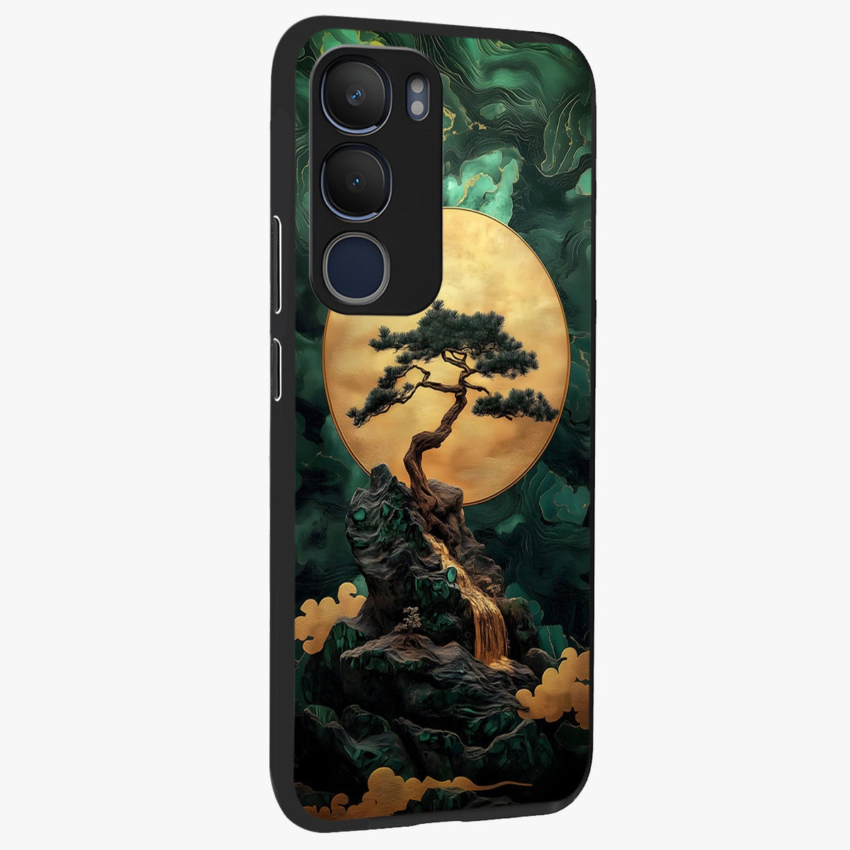 Zen Moon Rise Glass Case upright view showcasing serene moon artwork with tranquil night theme.