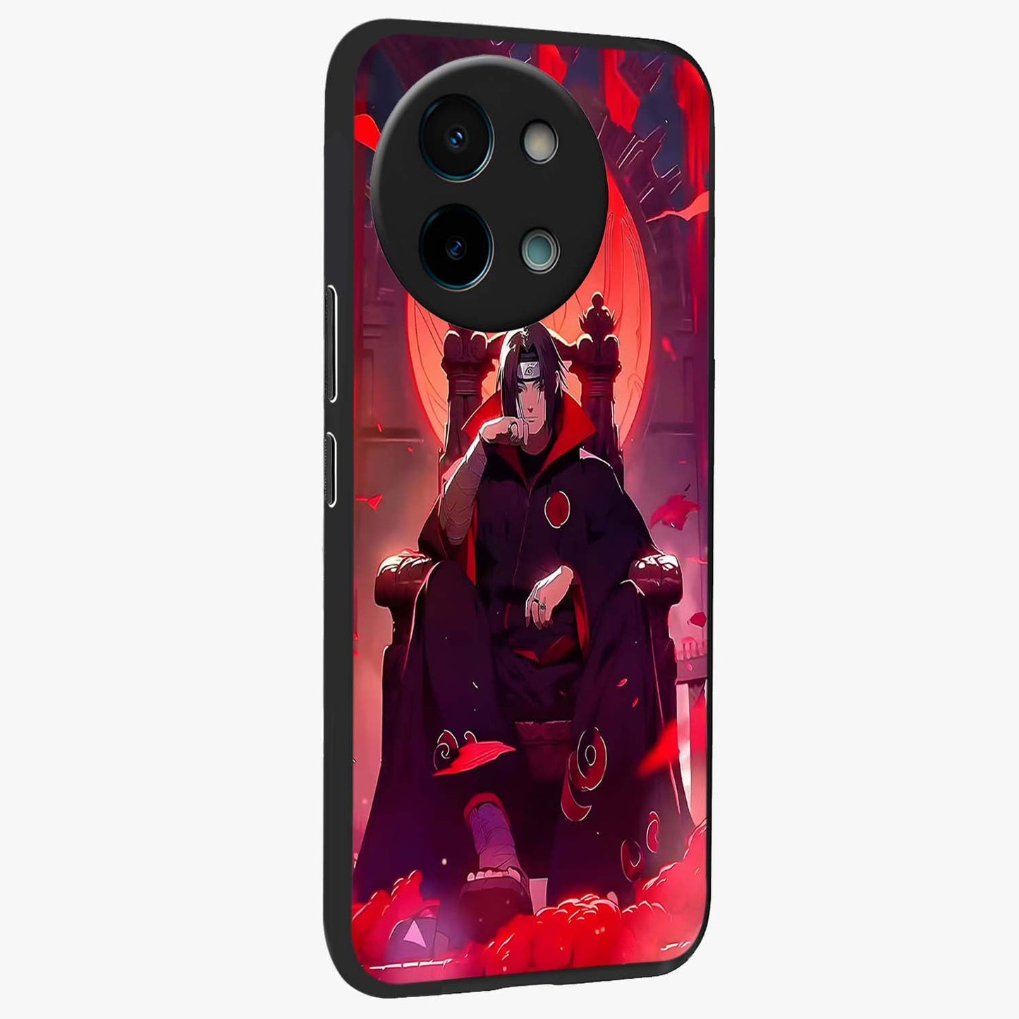 Blood Moon Sovereign Glass Case upright view showcasing powerful moon inspired artwork with cosmic aesthetic style.
