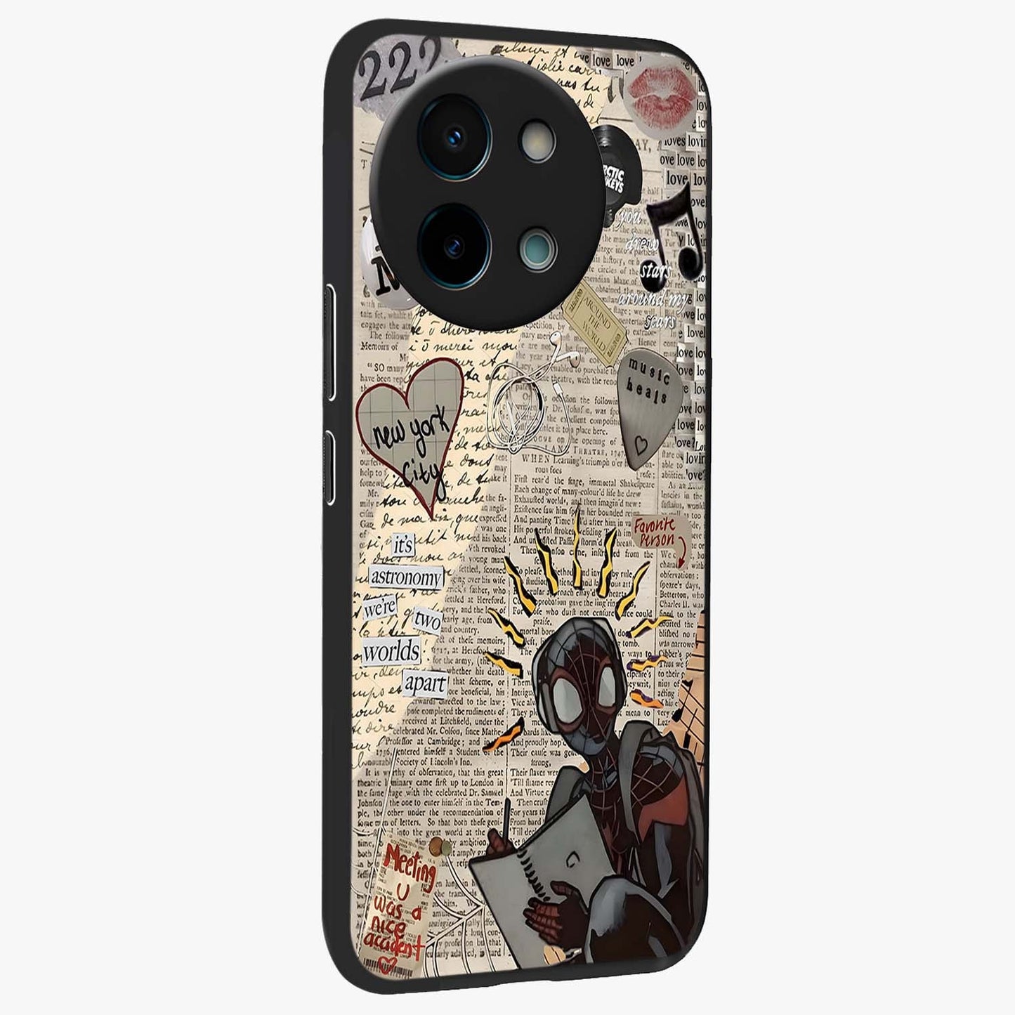 City Dream Sketch Glass Case upright view showcasing urban skyline artwork with stylish hand drawn design.