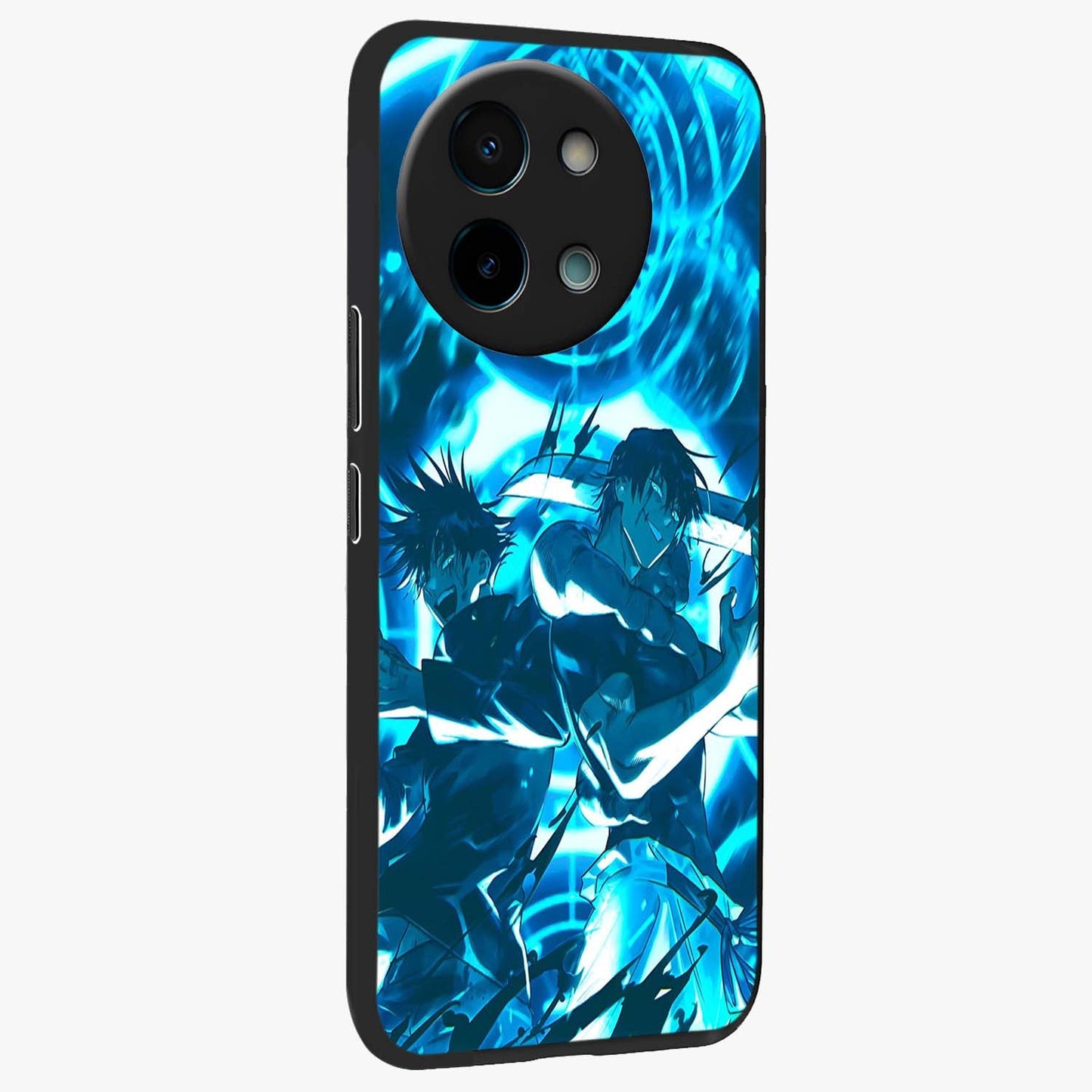 Cursed Energy Clash Glass Case upright view showcasing dramatic clash artwork with bold supernatural theme.