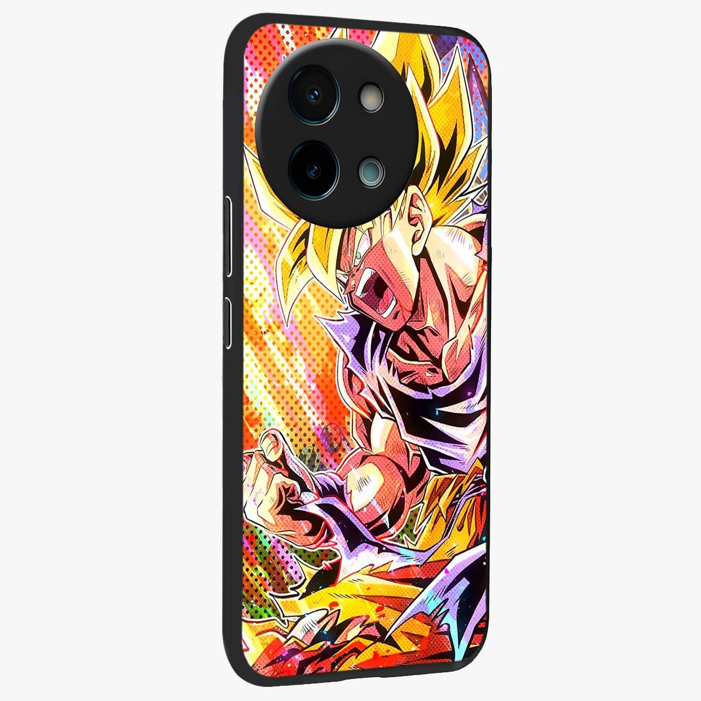 Firing Goku Glass Case upright view showcasing energetic anime artwork with bold warrior theme.