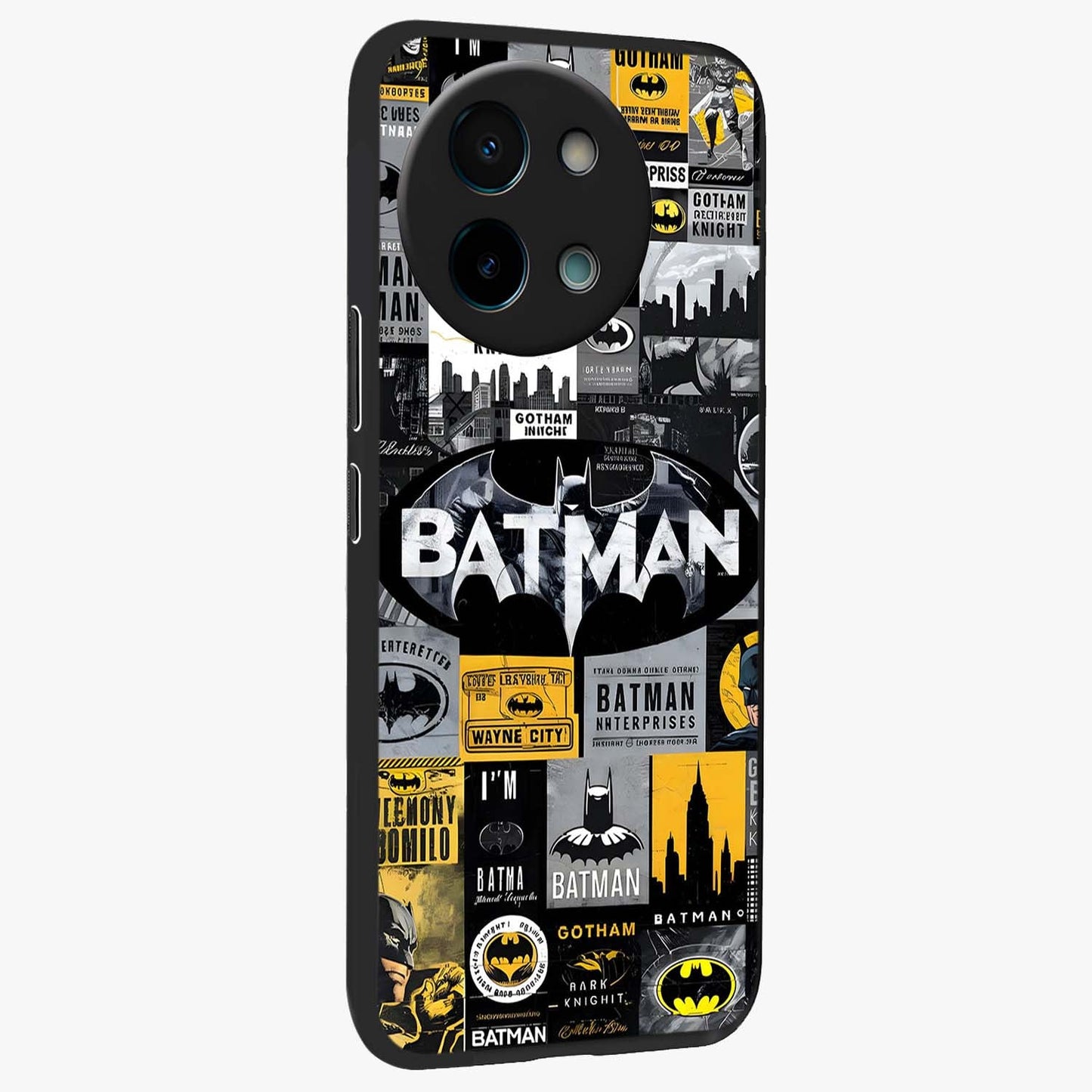 Knight Gotham Rise Glass Case upright view showcasing bold vigilante themed artwork with gothic city vibe.