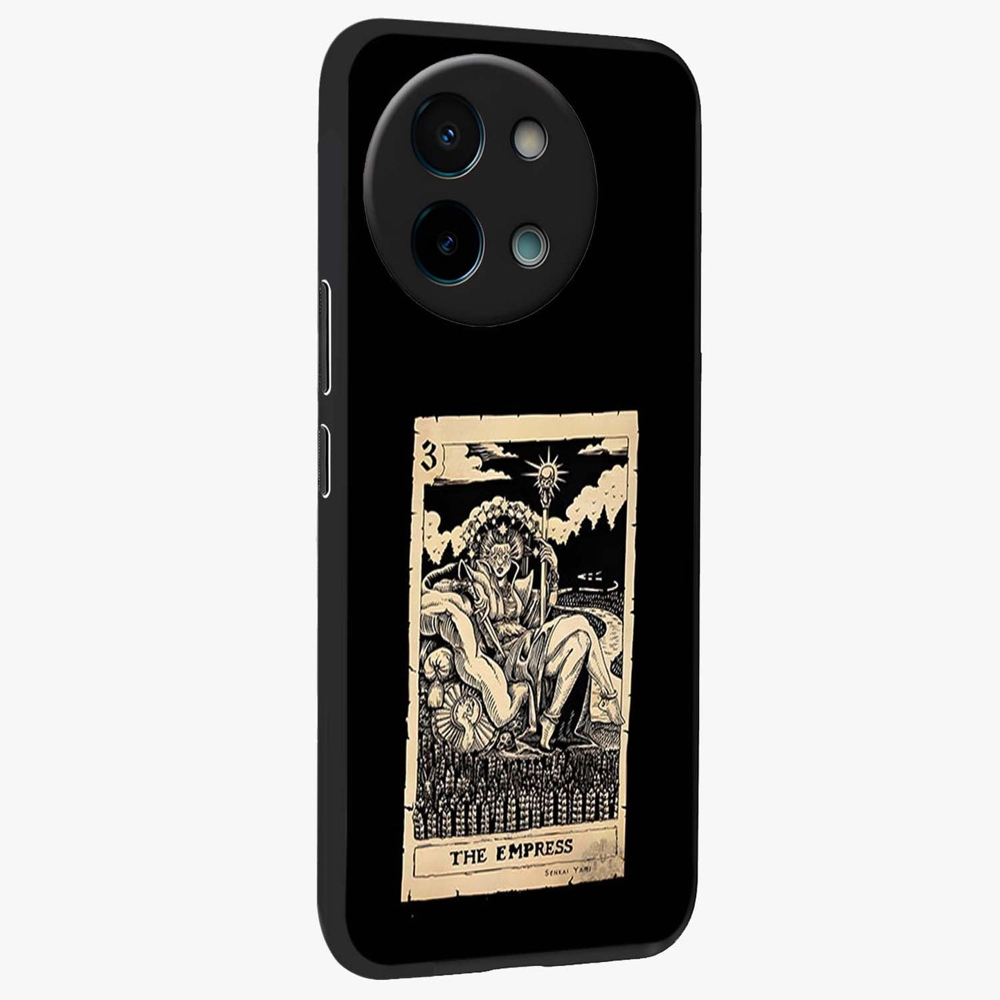 The Empress Glass Case upright view showcasing powerful empress themed artwork with luxurious artistic theme.