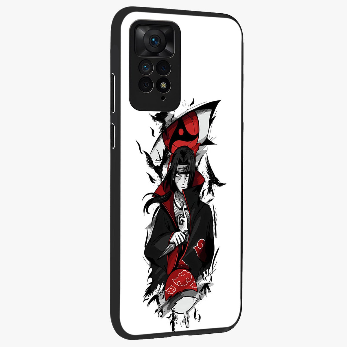 Itachi Limited Edition Naruto Anime Glass Case upright view showcasing intense anime artwork with powerful character theme.