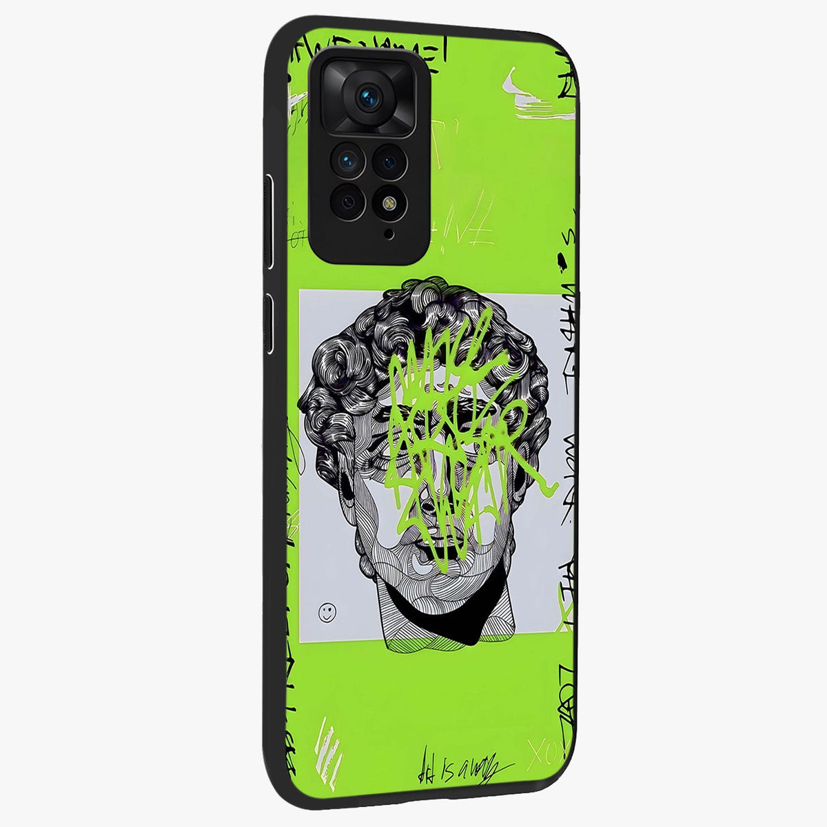 Neo Graffiti Rebellion Glass Case upright view showcasing colorful graffiti artwork with bold modern street style.