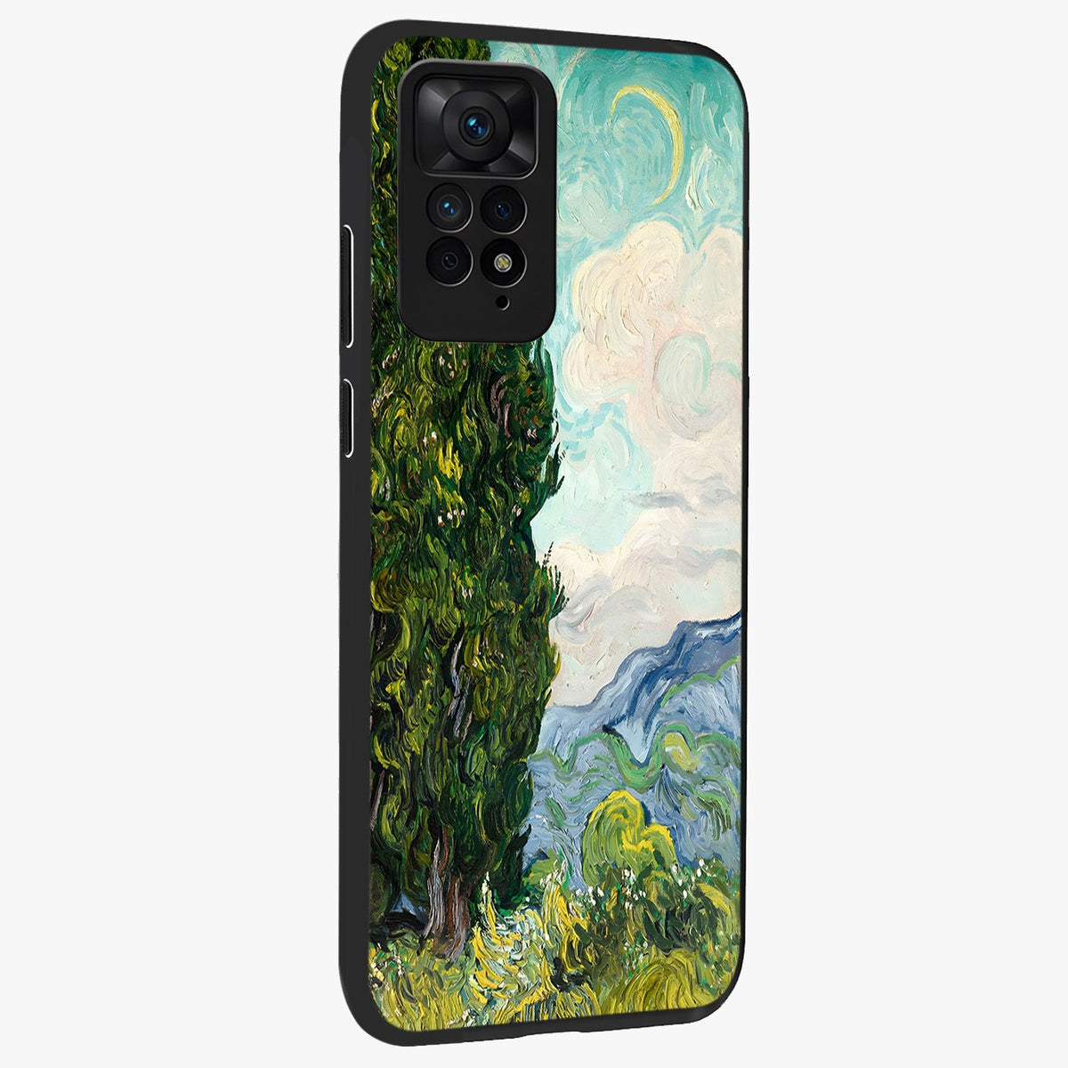Van Gogh Vintage Art Glass Case upright view showcasing elegant vintage painting artwork with artistic heritage theme.