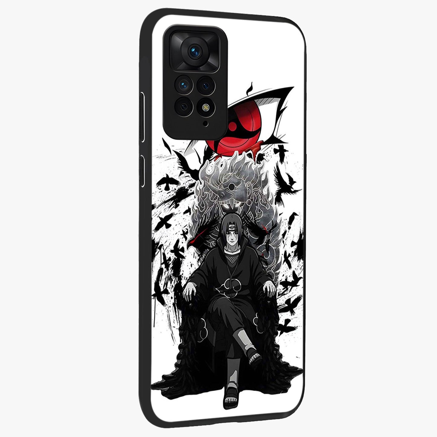 Uchiha Shadow Throne Glass Case upright view showcasing magical underwater galaxy artwork with vibrant cosmic theme.