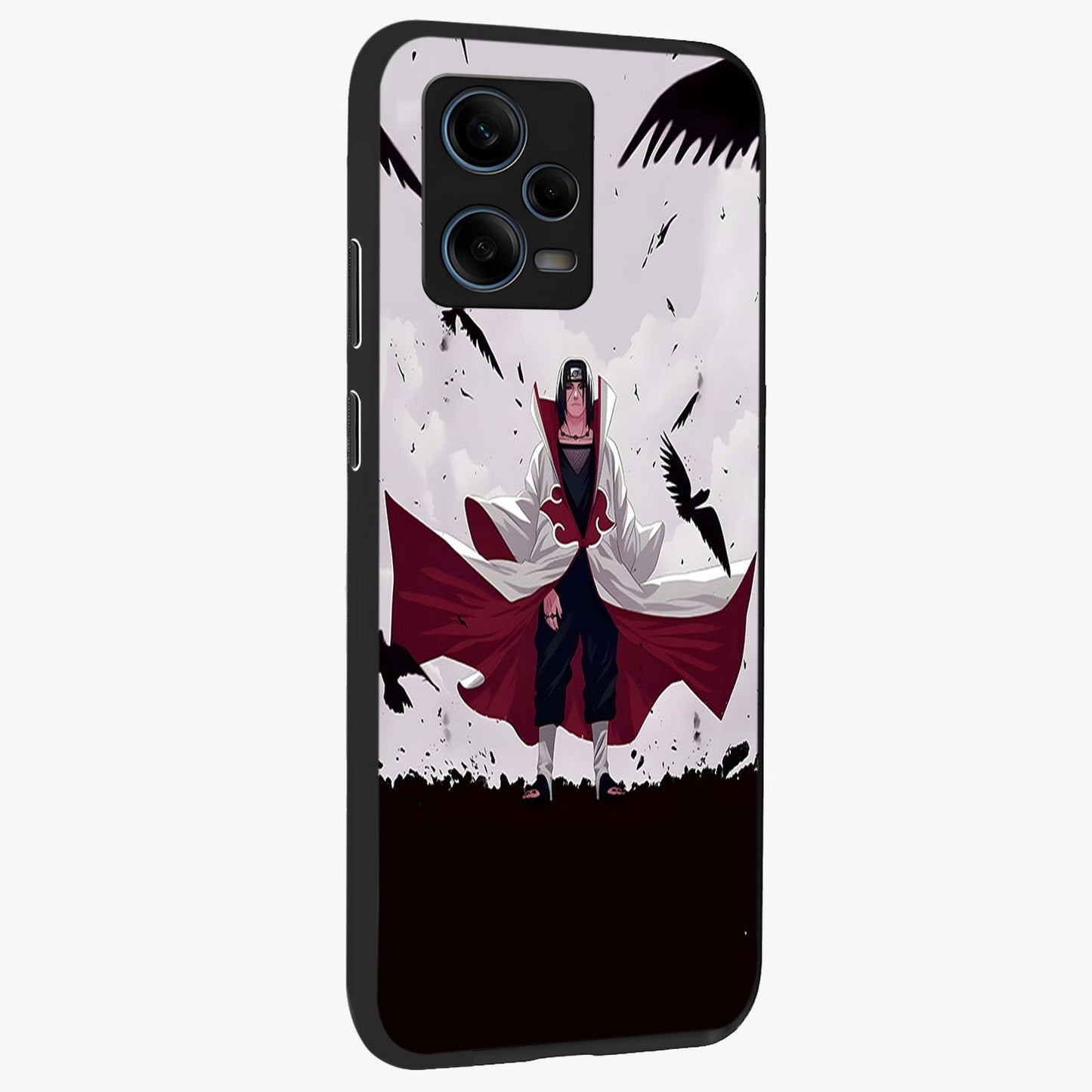 Crimson Crow Ascension Glass Case upright view showcasing dramatic crow artwork with bold gothic theme.