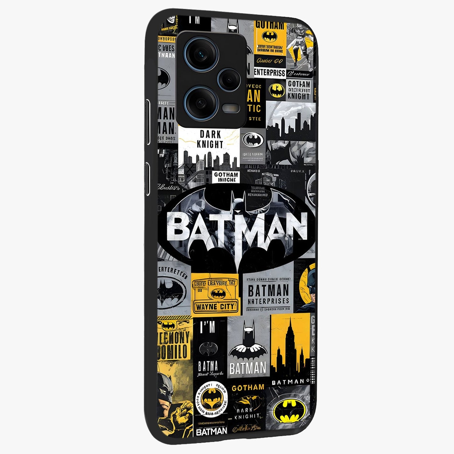 Knight Gotham Rise Glass Case upright view showcasing bold vigilante themed artwork with gothic city vibe.