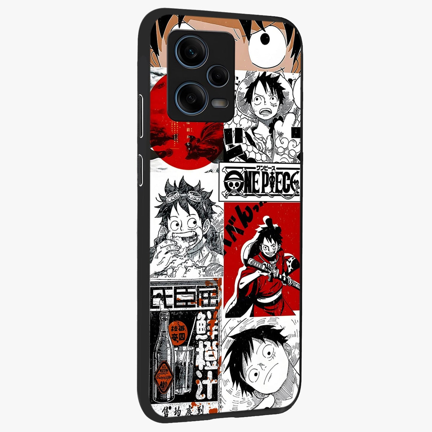 Strawhat Chaos Panels Glass Case upright view showcasing energetic anime artwork with bold adventure theme.