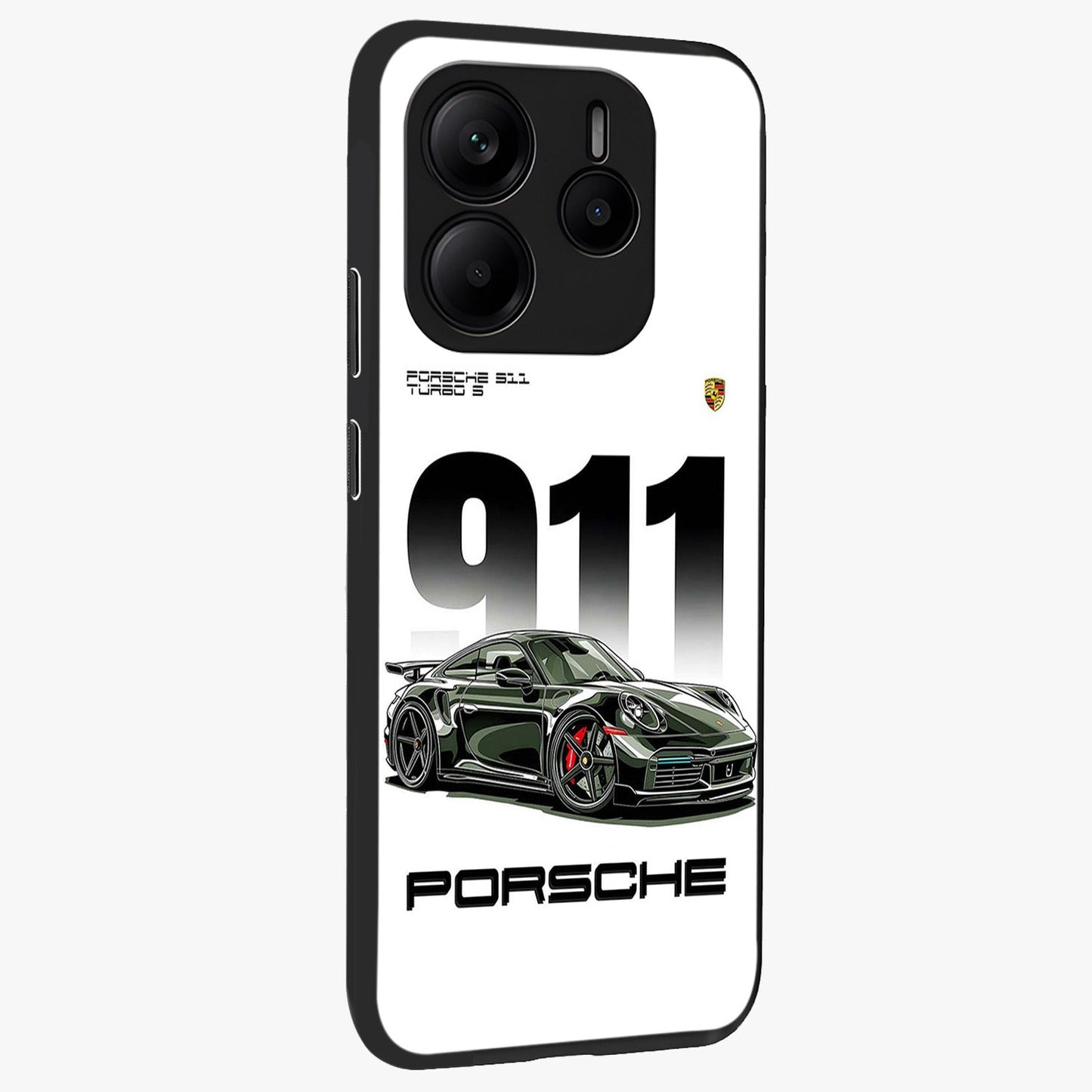 911 Turbo Dominance Glass Case upright perspective showcasing powerful racing design and modern automotive aesthetic.