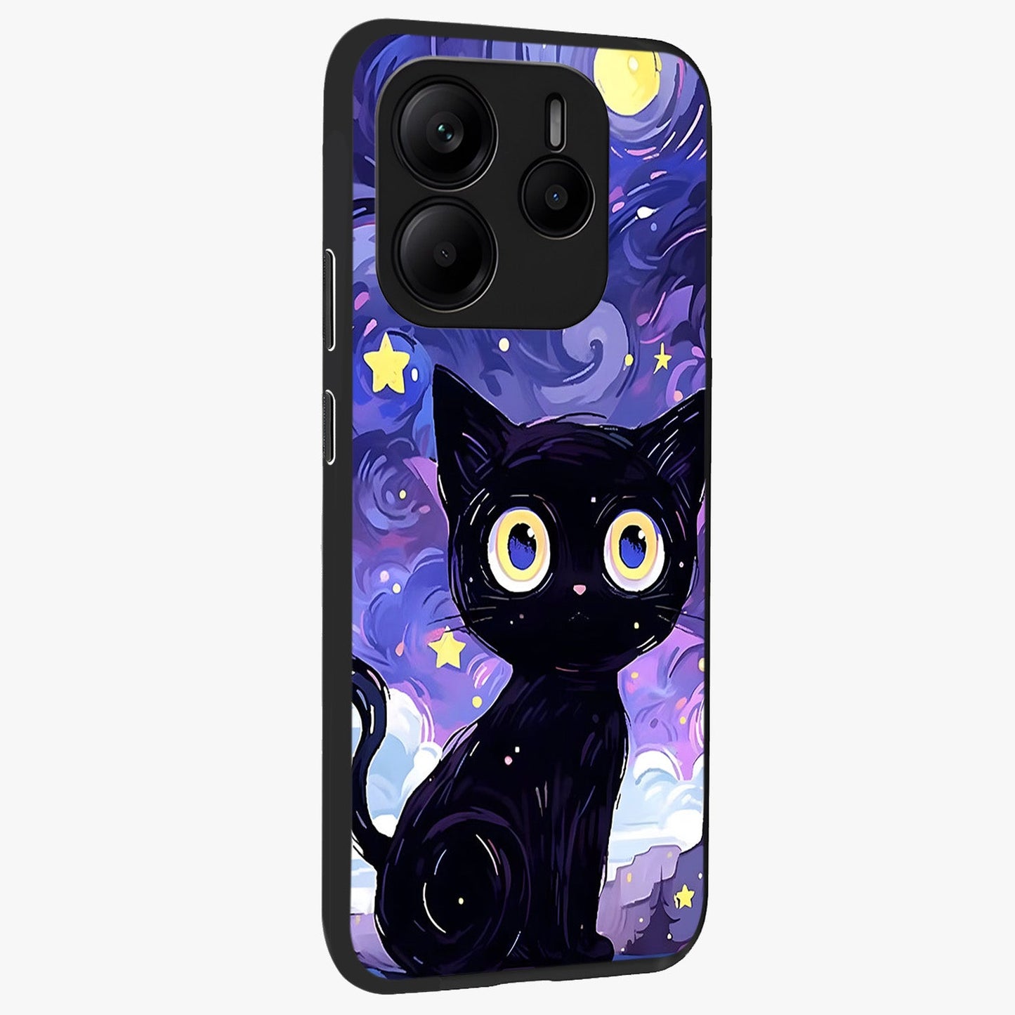 Abstract Cat Art Glass Case upright view showcasing creative feline illustration and aesthetic artistic style.