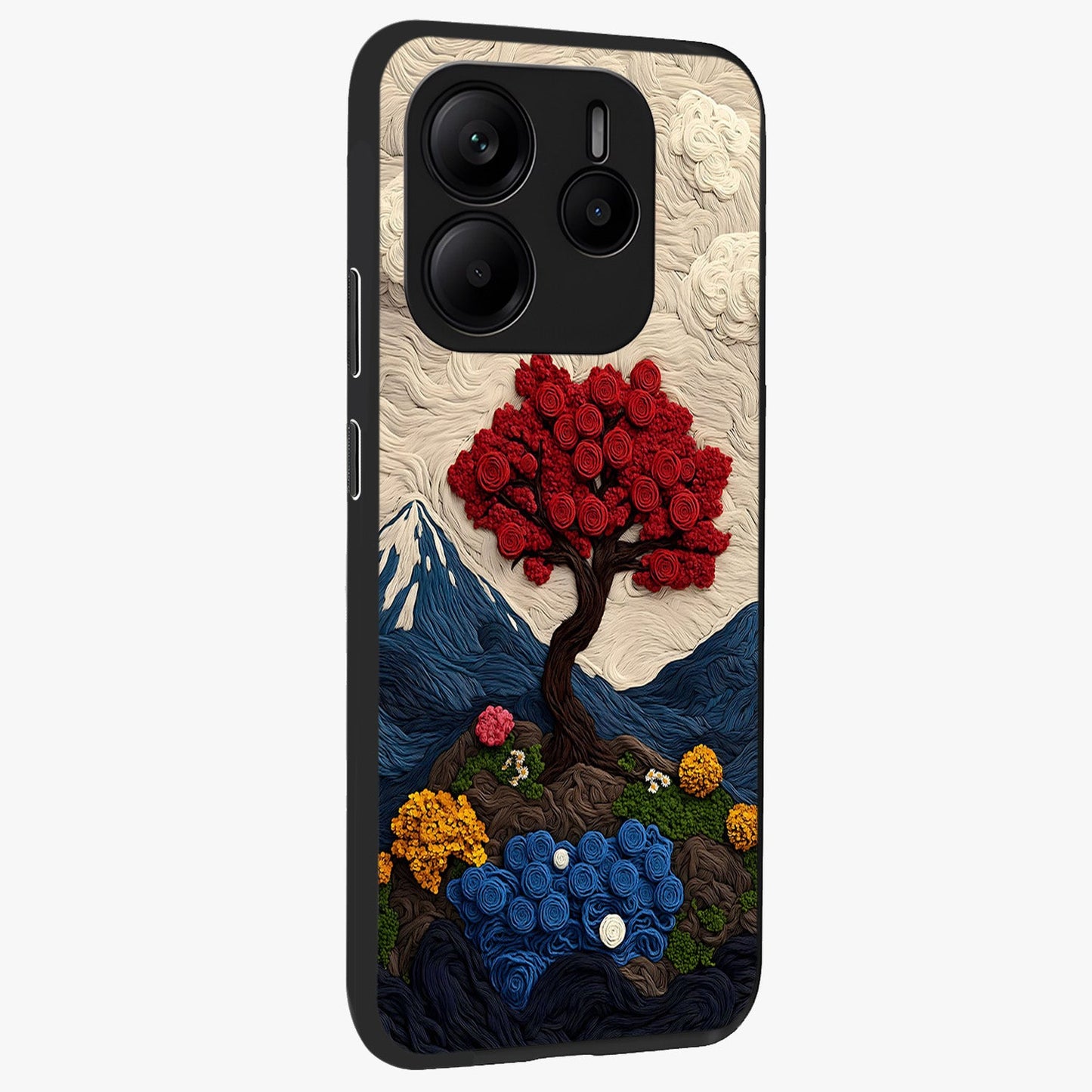 Eternal Nature Tapestry Glass Case upright view showcasing elegant nature tapestry design with decorative style.