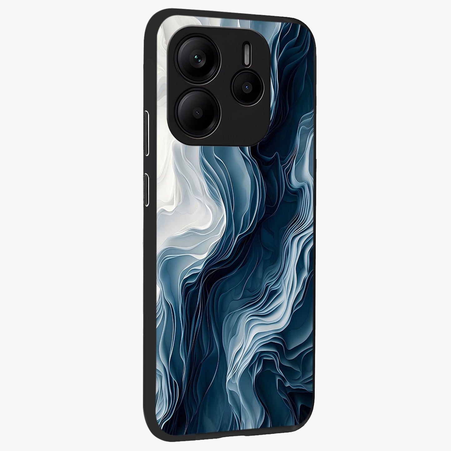 Ethereal Paper Marble Glass Case upright view showcasing smooth marble artwork with refined minimalist theme.