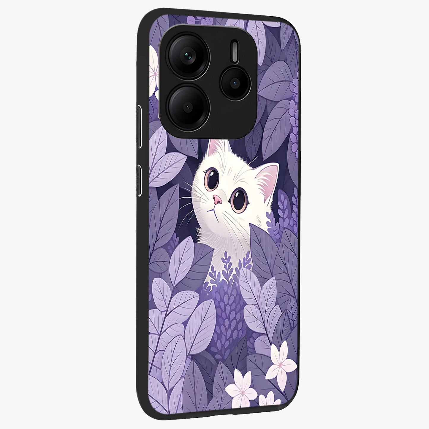 Lilac Hide Peek Cat Glass Case upright view showcasing charming cat artwork with adorable peek theme.